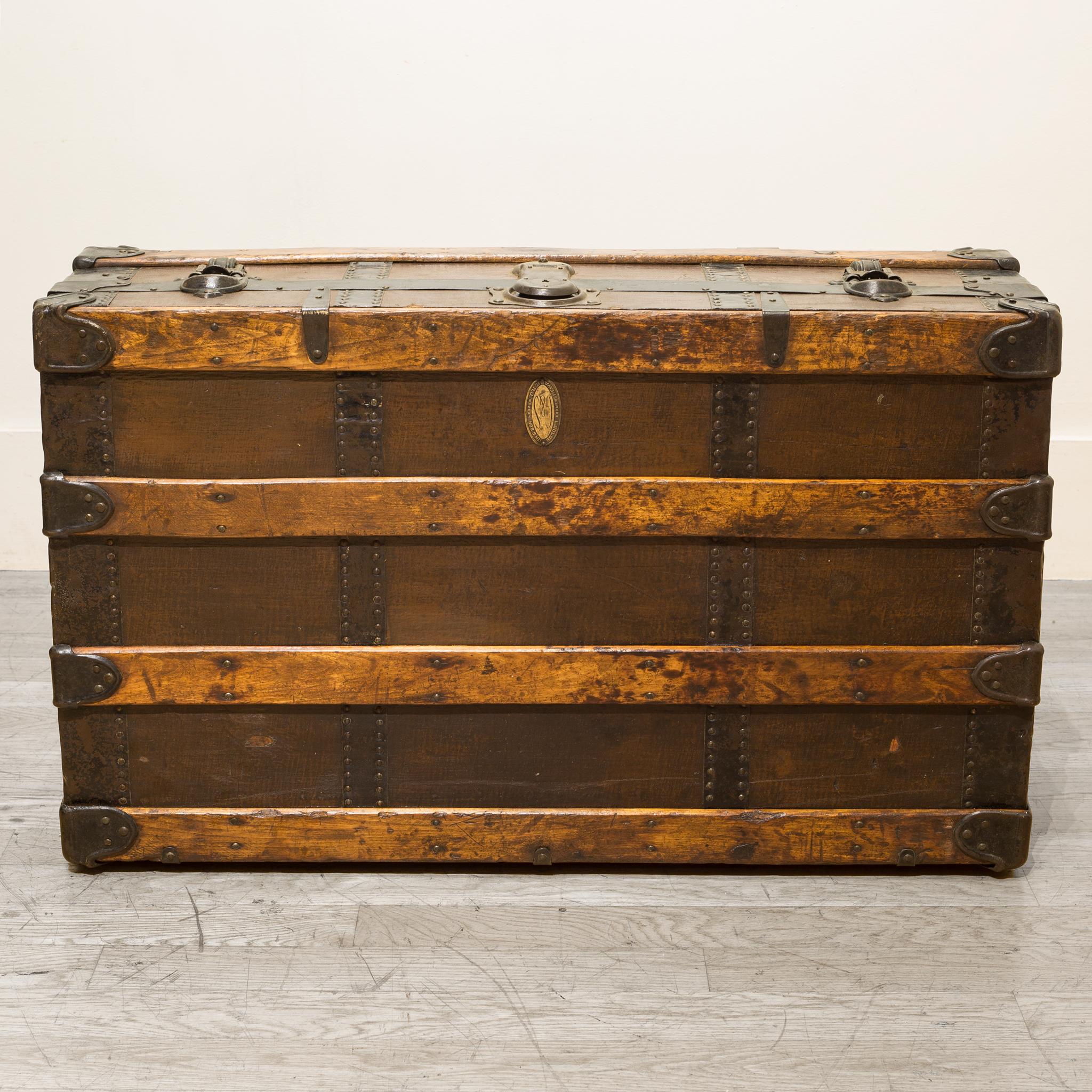 Rustic Antique L. Goldsmith and Son Cabin Trunk, circa 1900