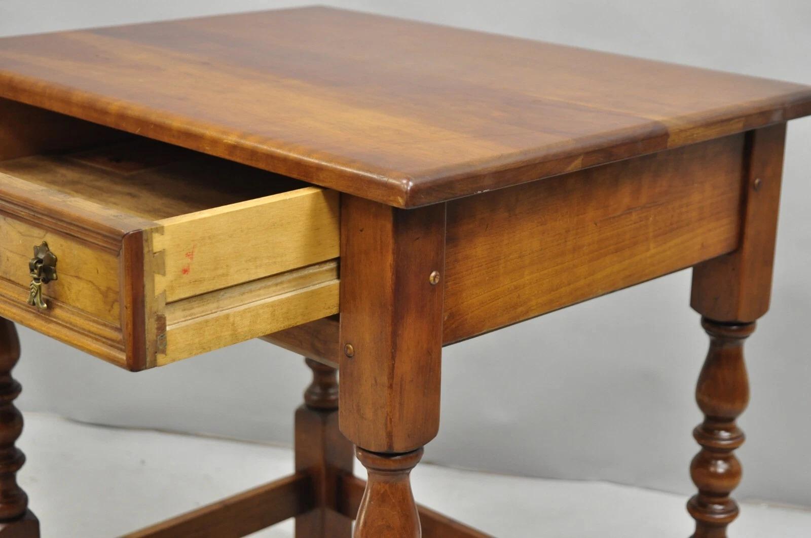 Antique L & J G Leopold Stickley Jacobean Cherry Wood One Drawer End Side Table For Sale 4
