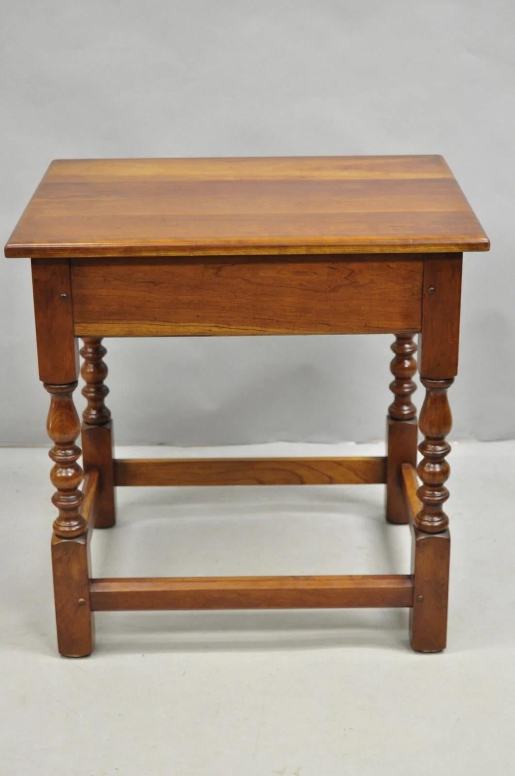 Antique L & J G Leopold Stickley Jacobean Cherry Wood One Drawer End Side Table For Sale 5