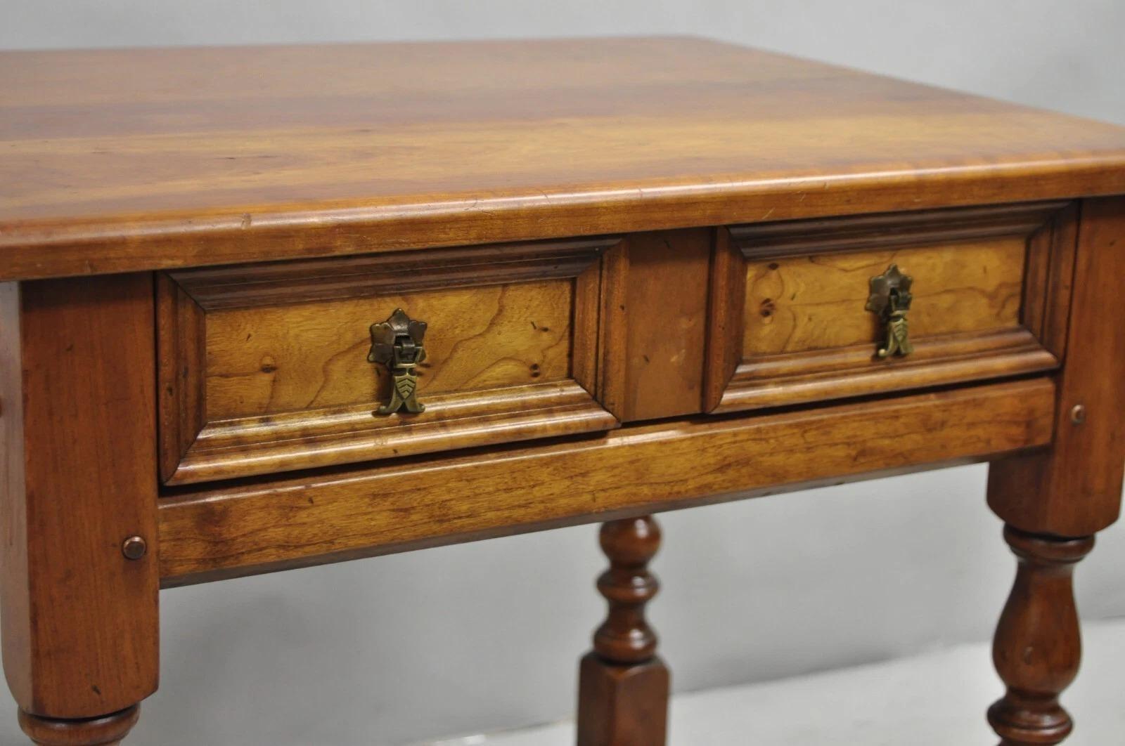 20th Century Antique L & J G Leopold Stickley Jacobean Cherry Wood One Drawer End Side Table For Sale