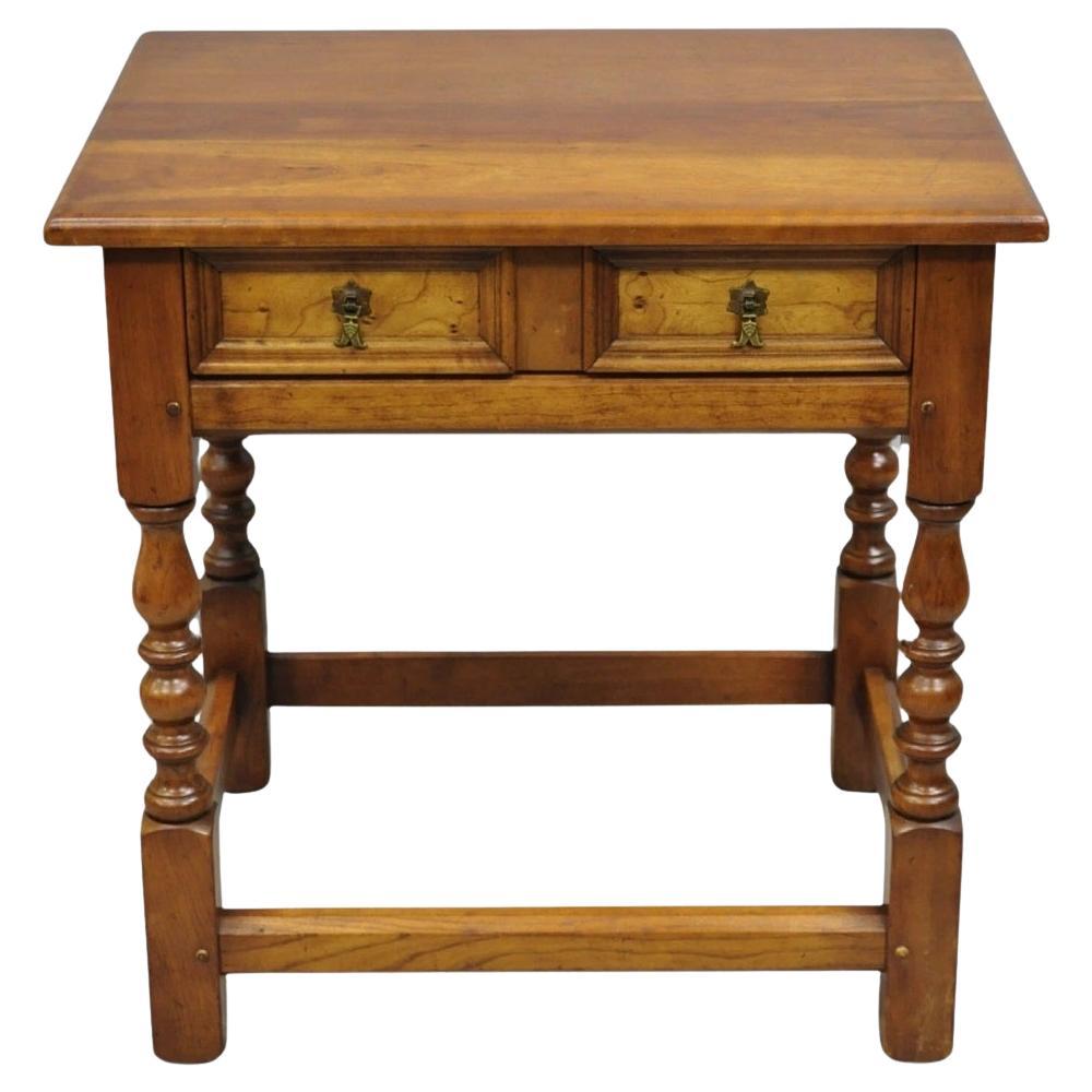 Antique L & J G Leopold Stickley Jacobean Cherry Wood One Drawer End Side Table For Sale