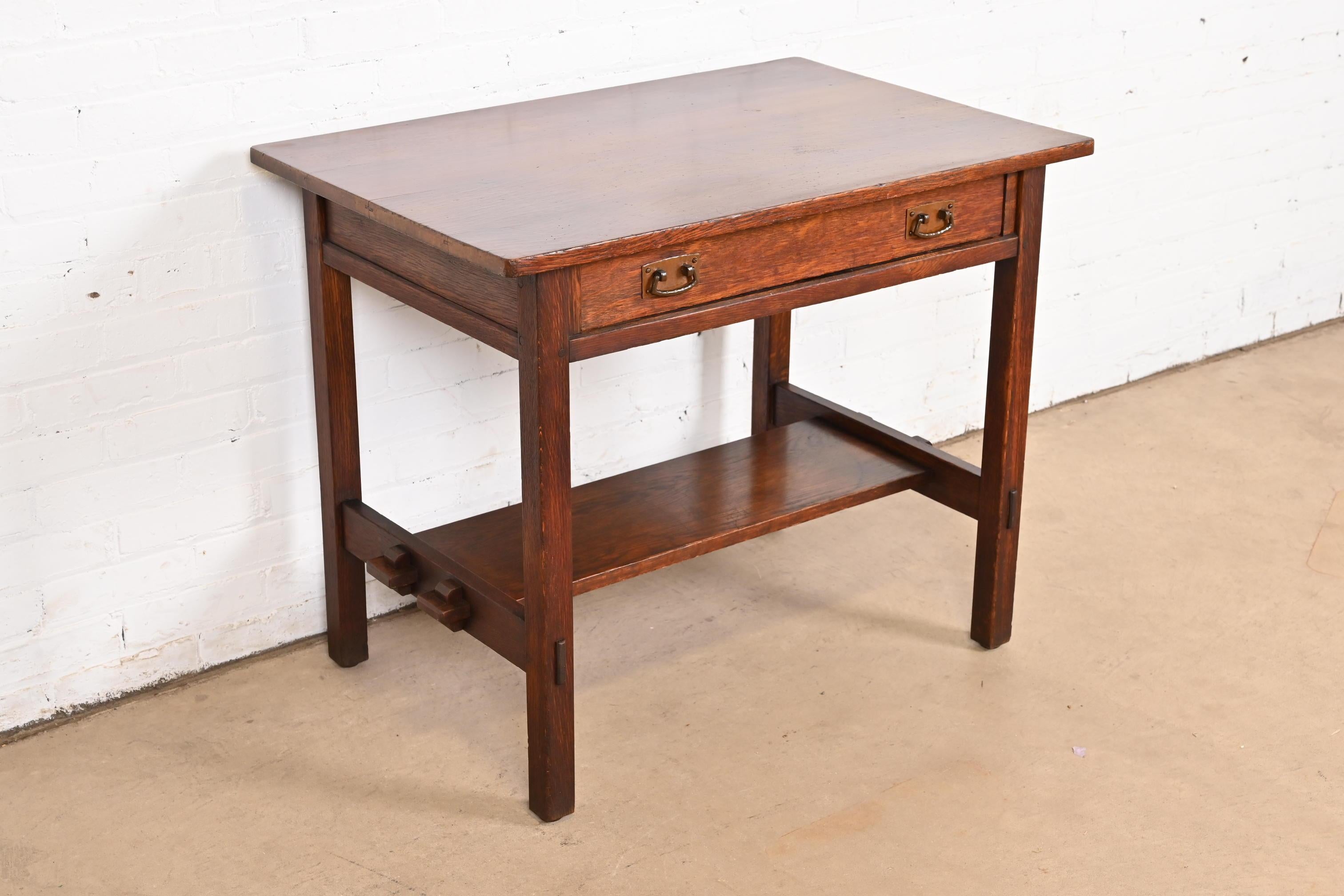 Arts and Crafts I.L.A. e G.G. Stickley Mission Oak Arts & Crafts - Tavolo da scrittura o da biblioteca in vendita
