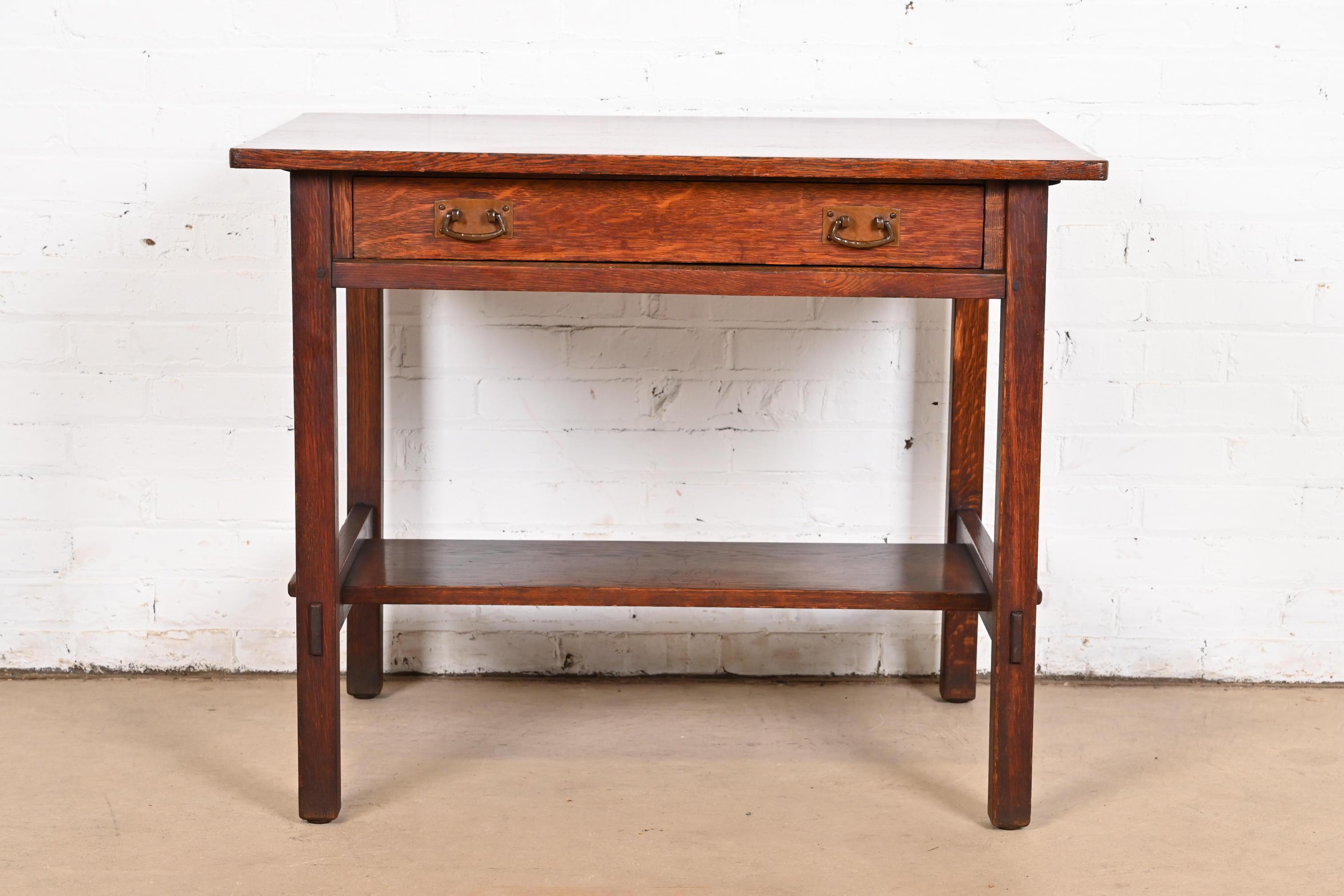 Americano I.L.A. e G.G. Stickley Mission Oak Arts & Crafts - Tavolo da scrittura o da biblioteca in vendita