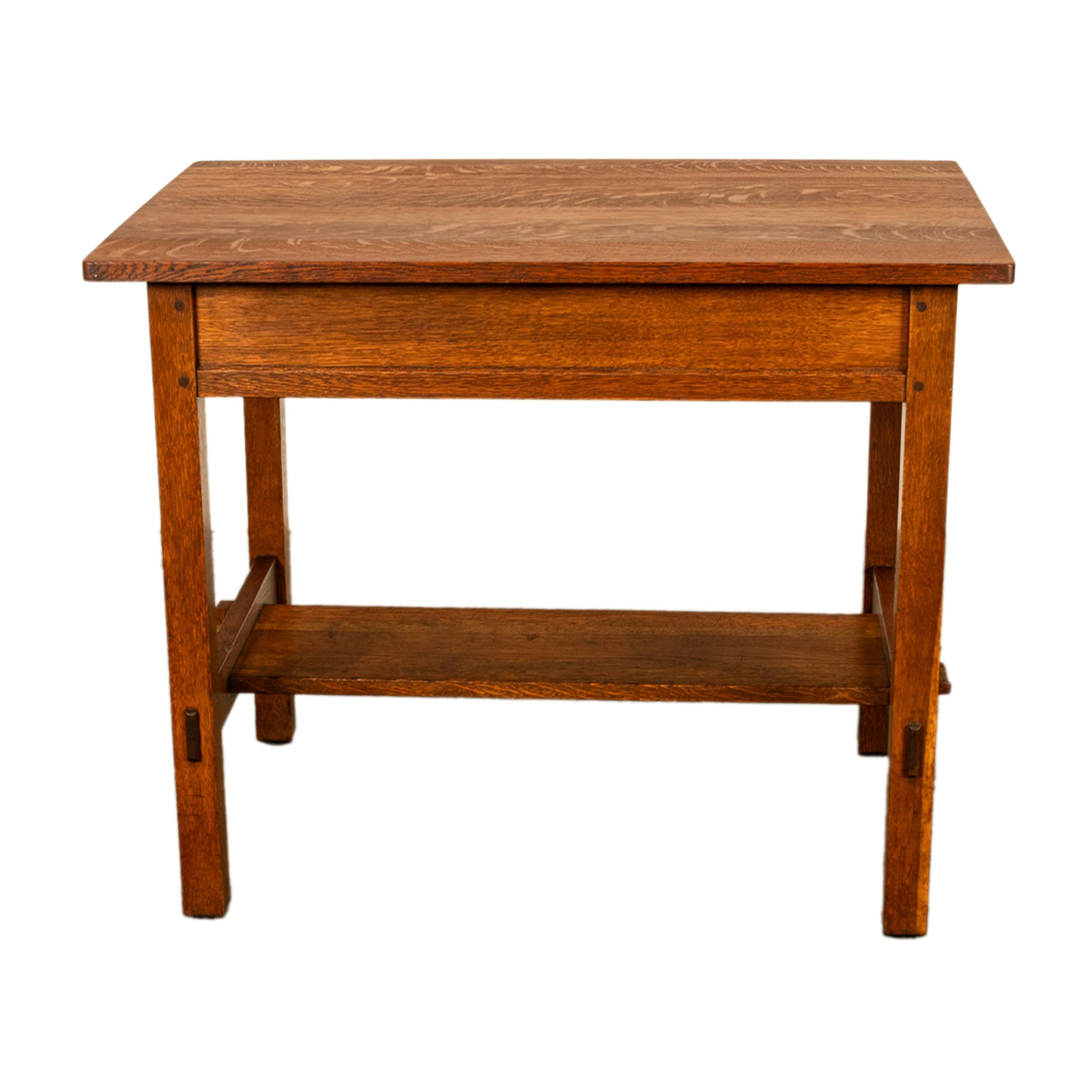 Ancienne table d'écriture et chaise en chêne de la bibliothèque Mission de L. & J. G. Stickley, 1902 en vente 3