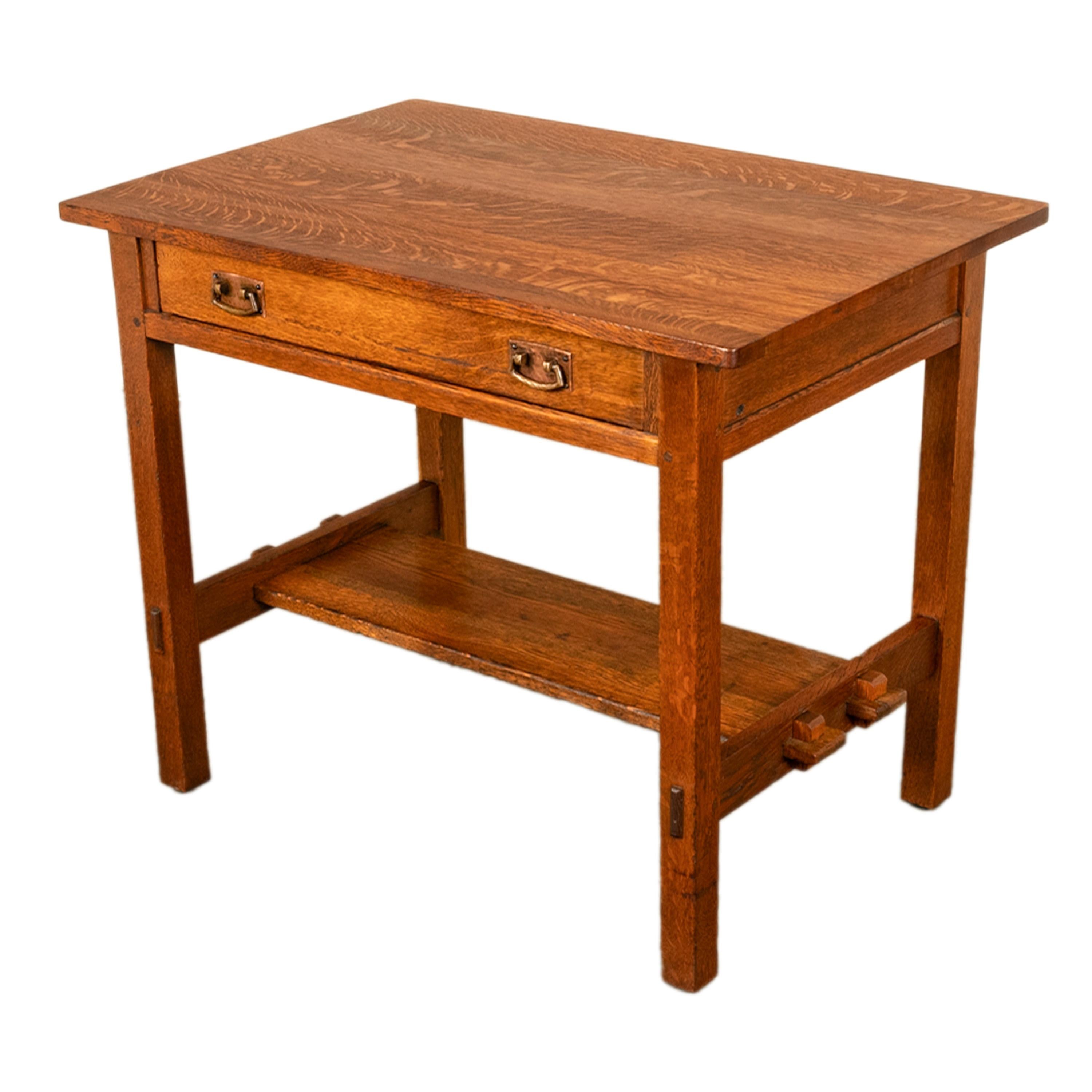 Ancienne table d'écriture et chaise en chêne de la bibliothèque Mission de L. & J. G. Stickley, 1902 en vente 6