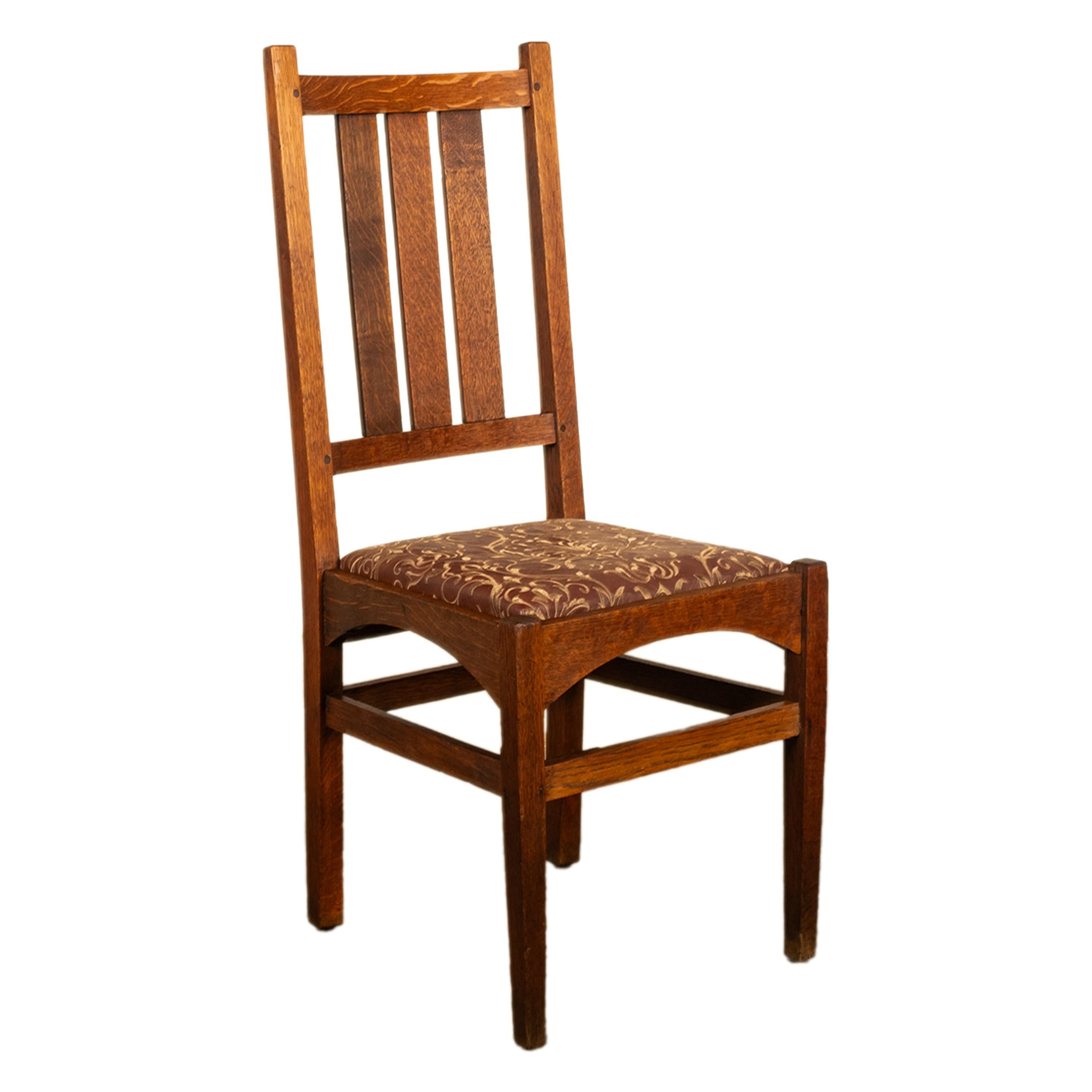 Ancienne table d'écriture et chaise en chêne de la bibliothèque Mission de L. & J. G. Stickley, 1902 en vente 9