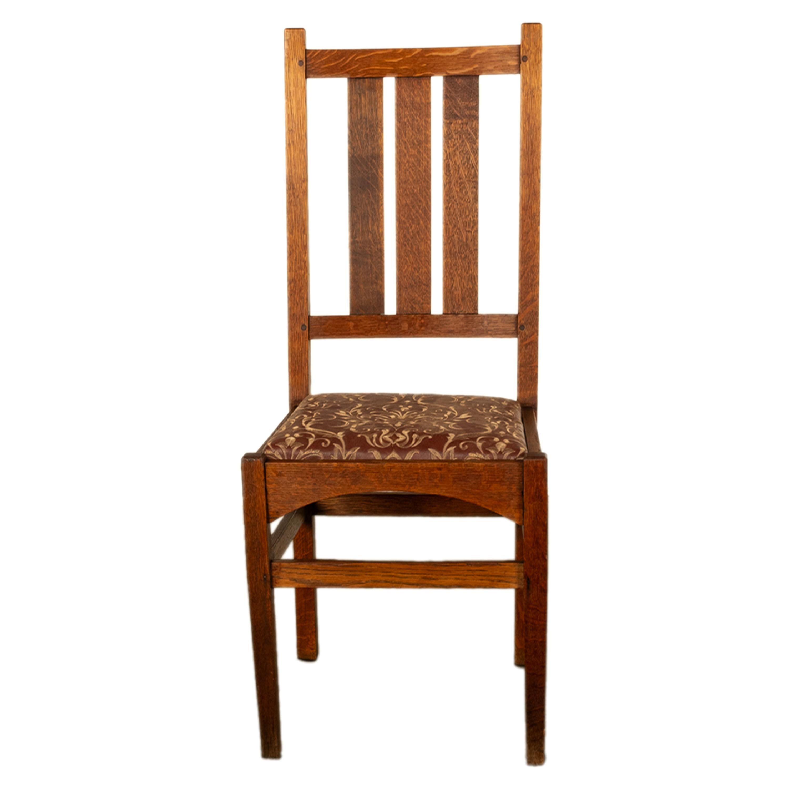 Ancienne table d'écriture et chaise en chêne de la bibliothèque Mission de L. & J. G. Stickley, 1902 en vente 10
