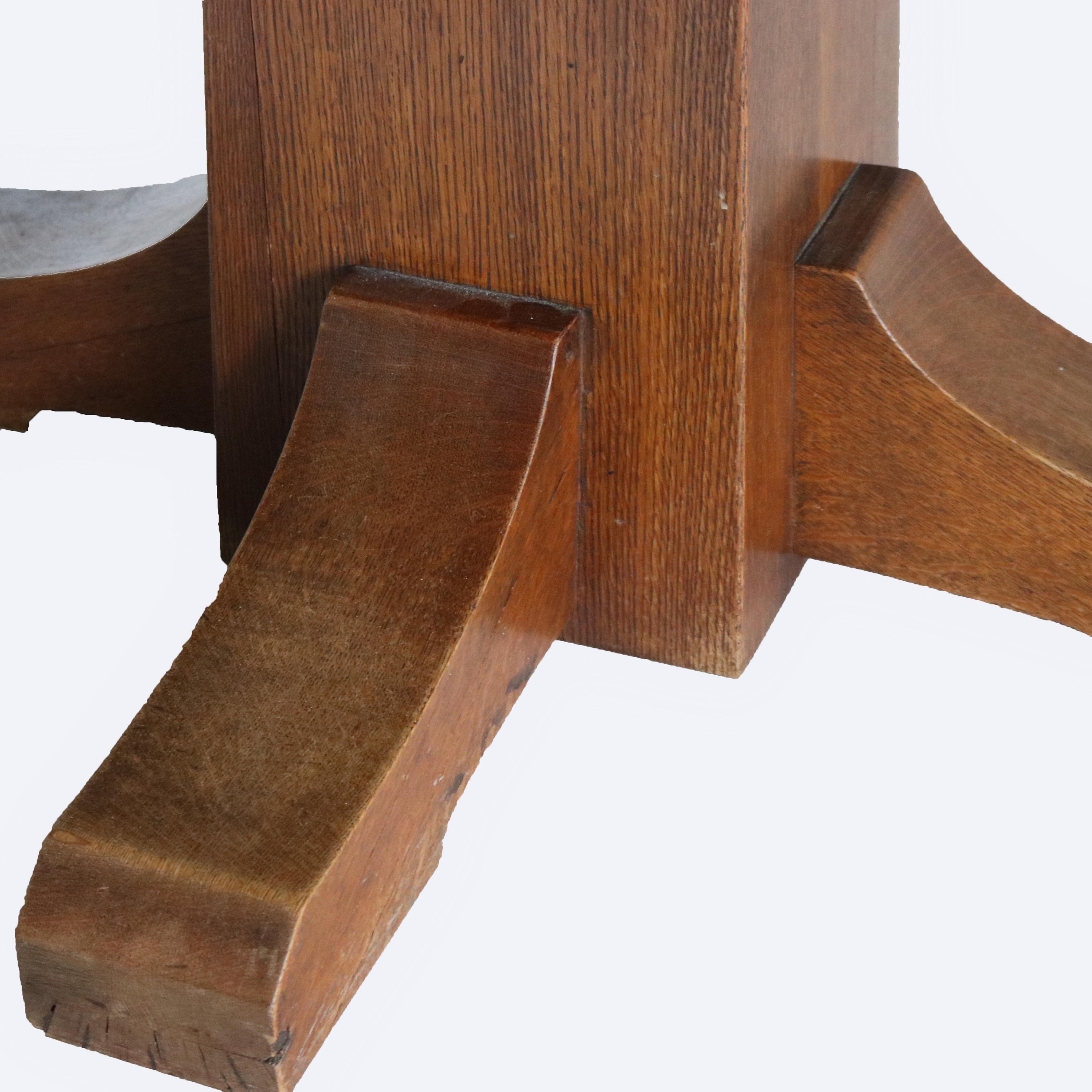Ancienne table de salle à manger en chêne Stickley avec trois feuilles signée C1910 en vente 5