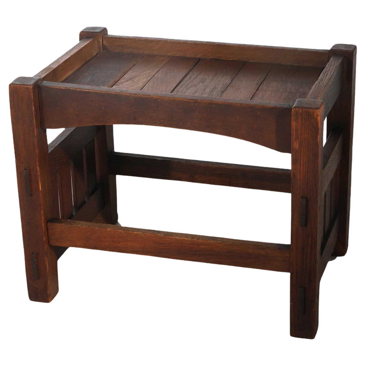 Antique Harden Arts 
Crafts Oak Footstool with Slat Top 
Sides C1910