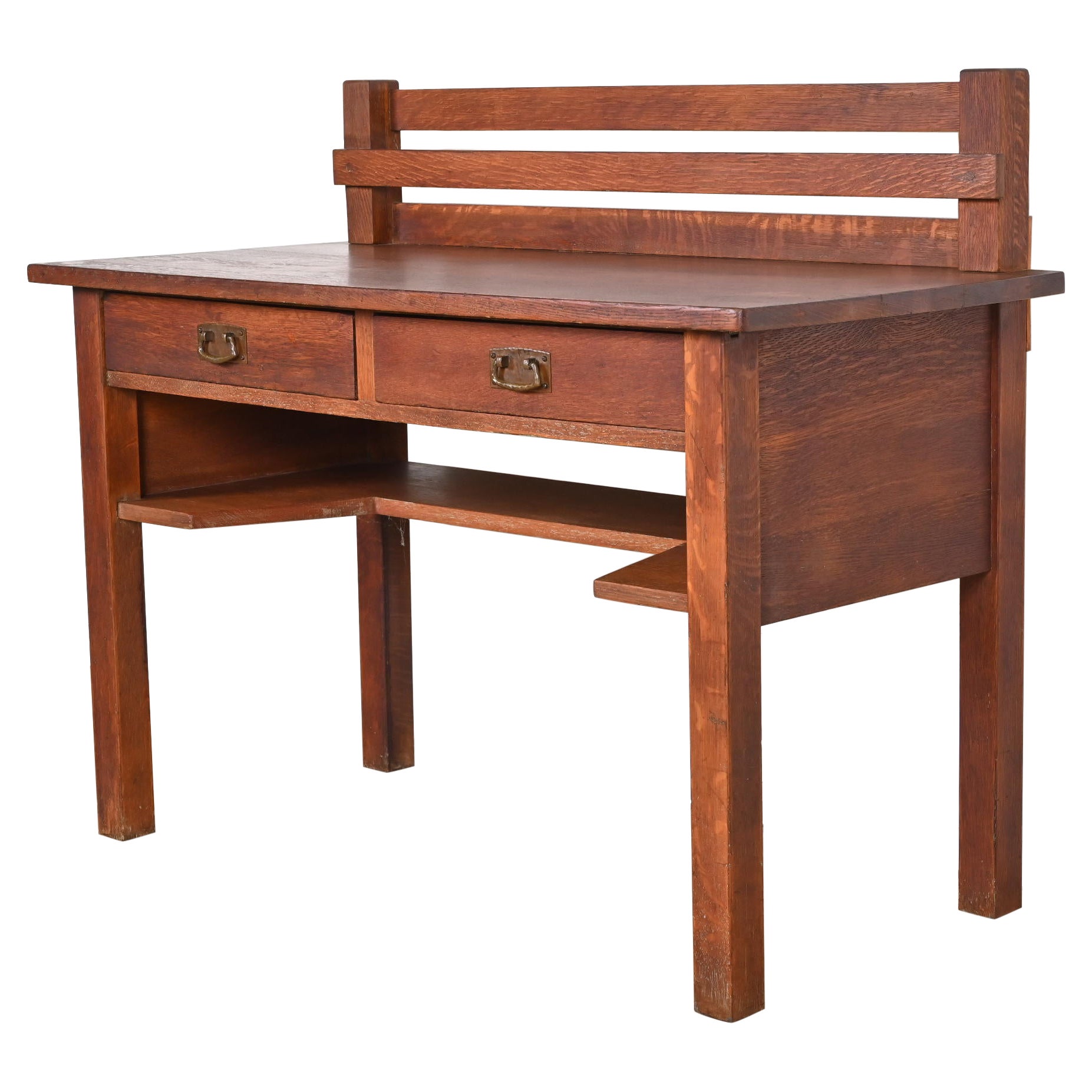 Antike L. & J.G. Stickley Mission Arts & Crafts-Schreibtisch aus Eichenholz, um 1900