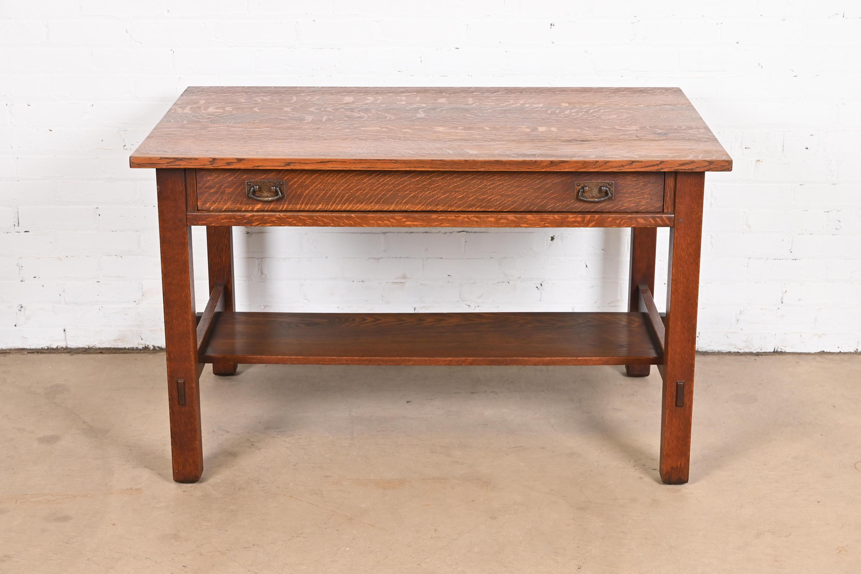 American Antique L. & J.G. Stickley Mission Oak Arts & Crafts Desk or Library Table