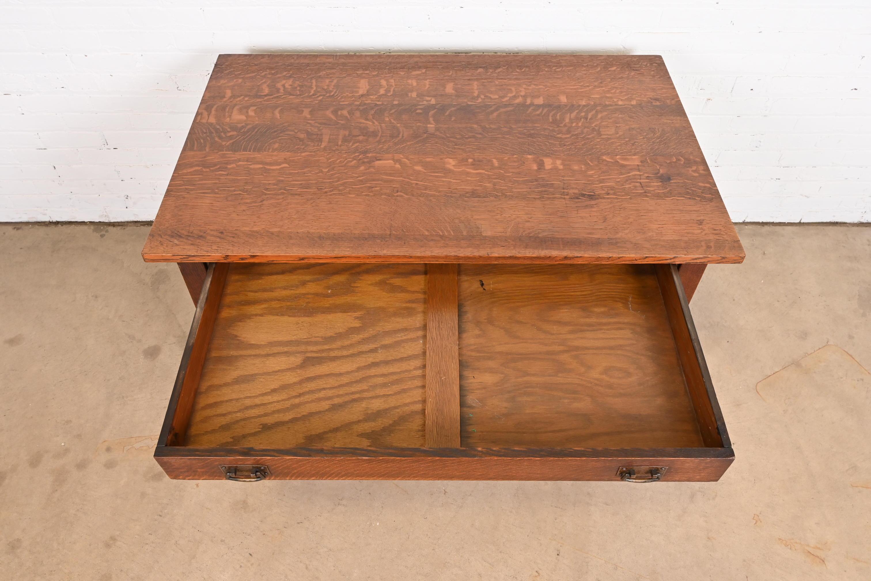 Antique L. & J.G. Stickley Mission Oak Arts & Crafts Desk or Library Table 2