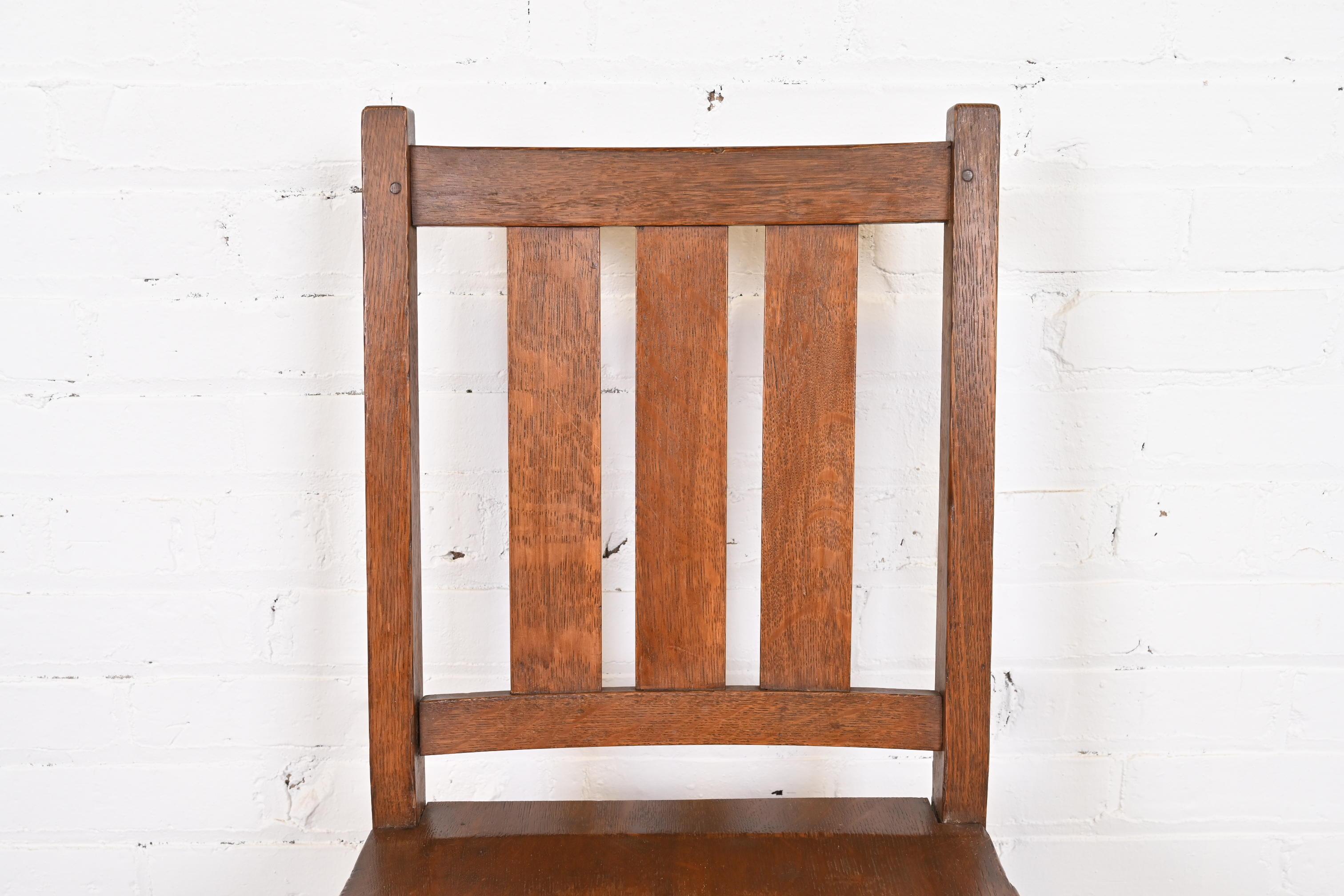 Antique L. & J.G. Stickley Mission Oak Arts & Crafts Side Chairs, Pair 4