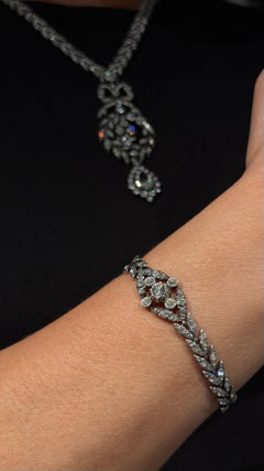 Antique La Belle Époque Necklace Bracelet Silver Set Portuguese 19th Century