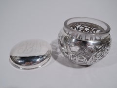 Antique La Pierre Art Nouveau Silver Overlay Vanity Jar