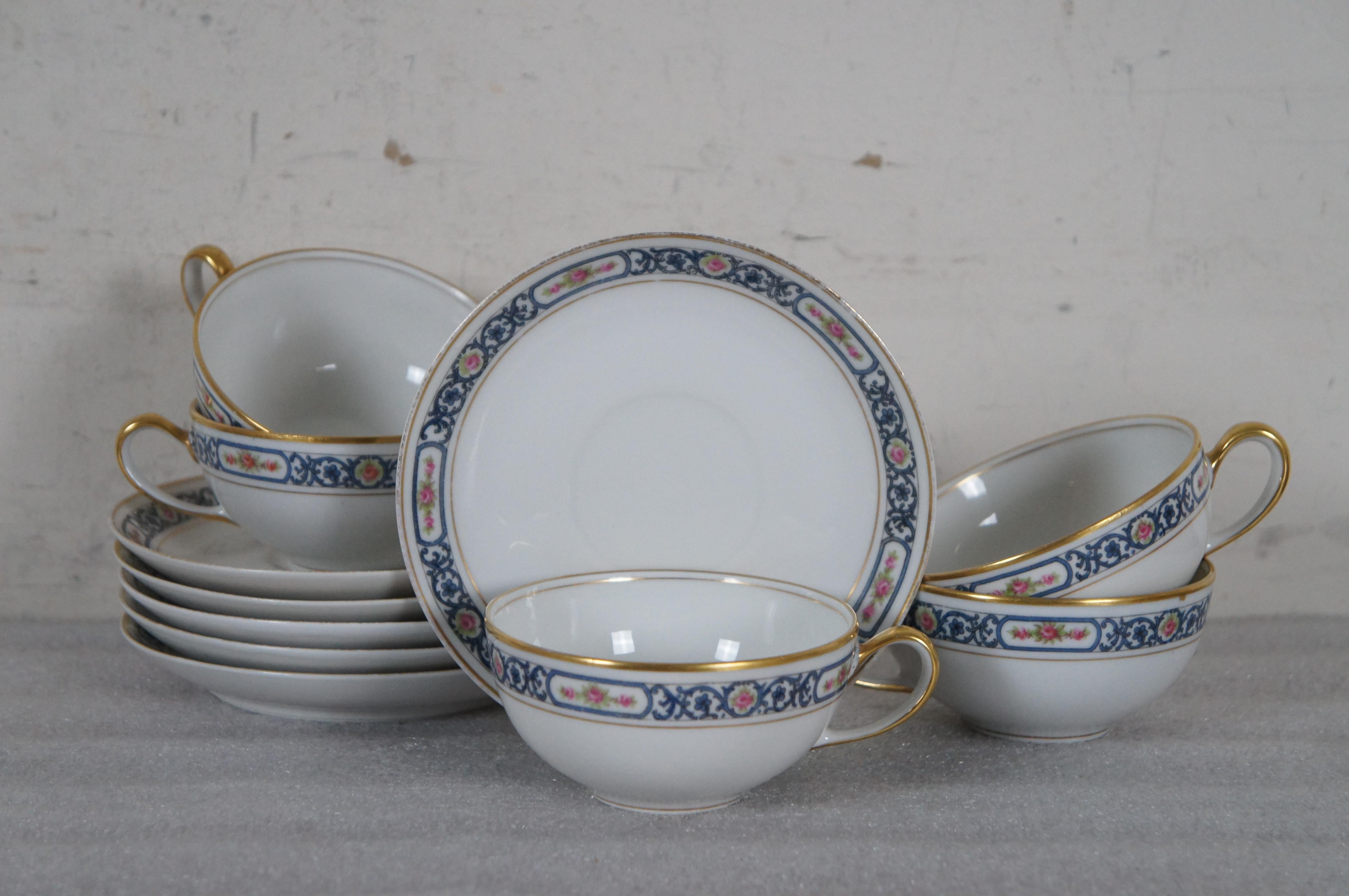 Antique La Porcelain Limousine Limoges France 48pc Porcelain China Set For Sale 2