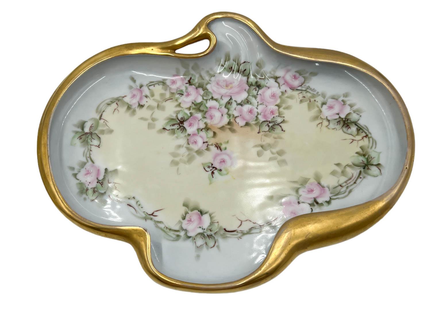 French Antique La Seynie P & P Limoges 5 Piece Vanity Tray Set For Sale