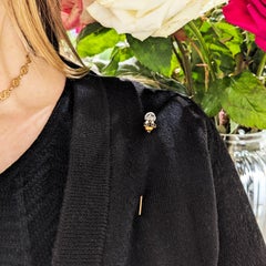 Antique Labradorite Diamond Enamel and Gold Monkey Head Stick Pin, Circa 1920