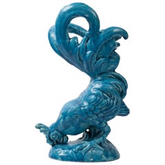 Antique Lachenal French Art Nouveau Pottery Rooster Vase