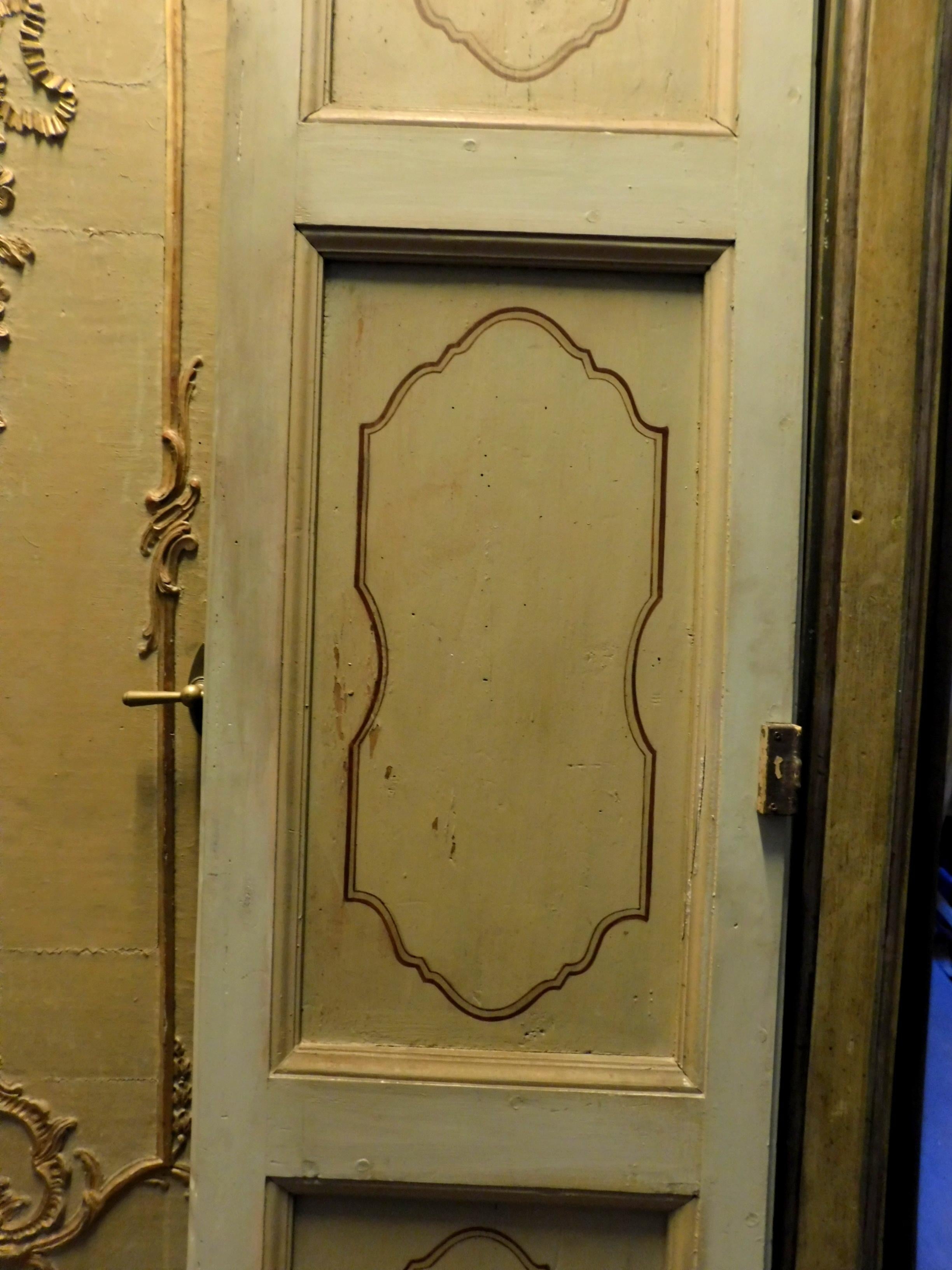 Antique Lacquered and Gilded Double Door with Frame, 19th Century, Milan 'Italy' 7