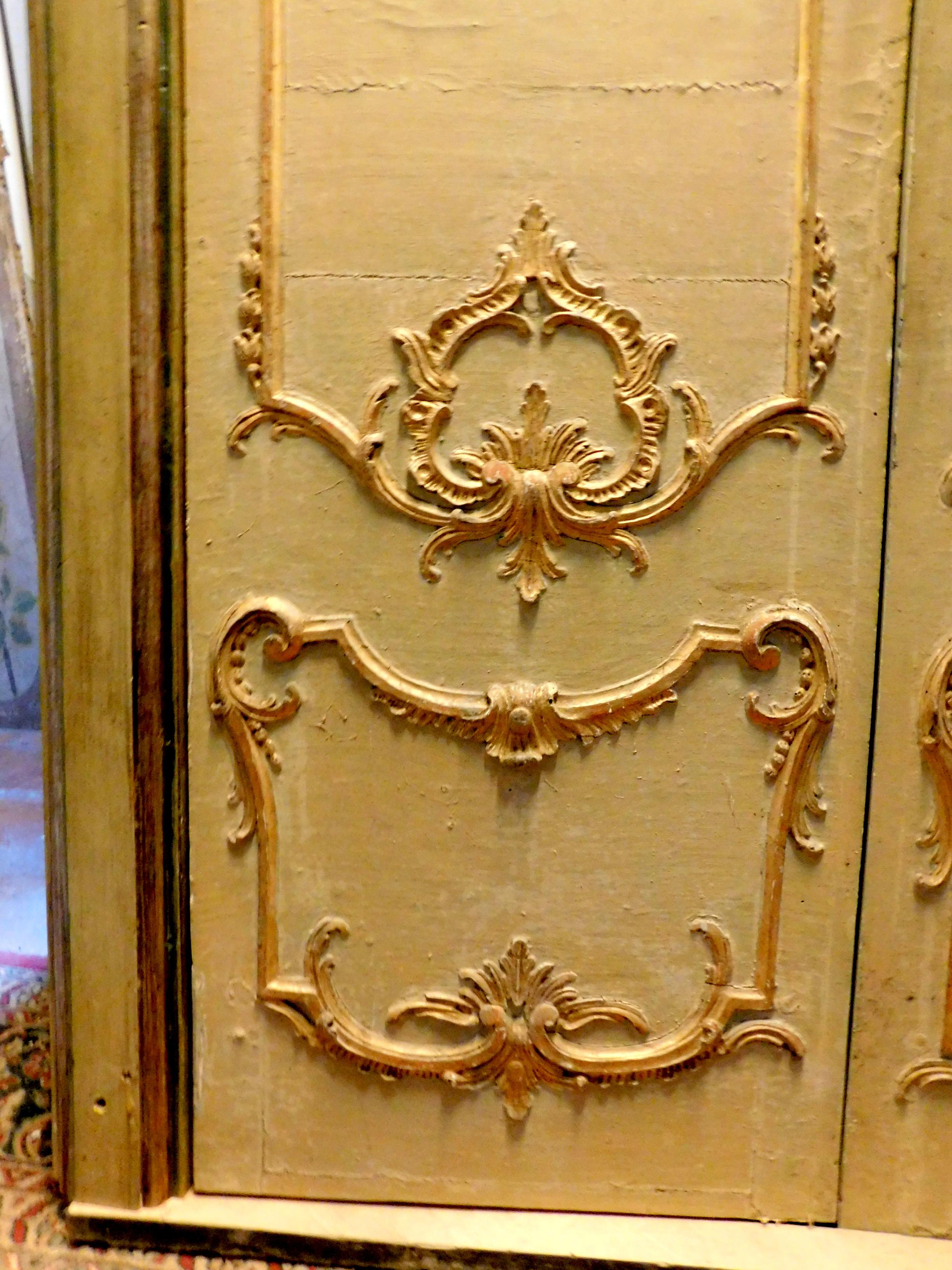 Antique Lacquered and Gilded Double Door with Frame, 19th Century, Milan 'Italy' 2