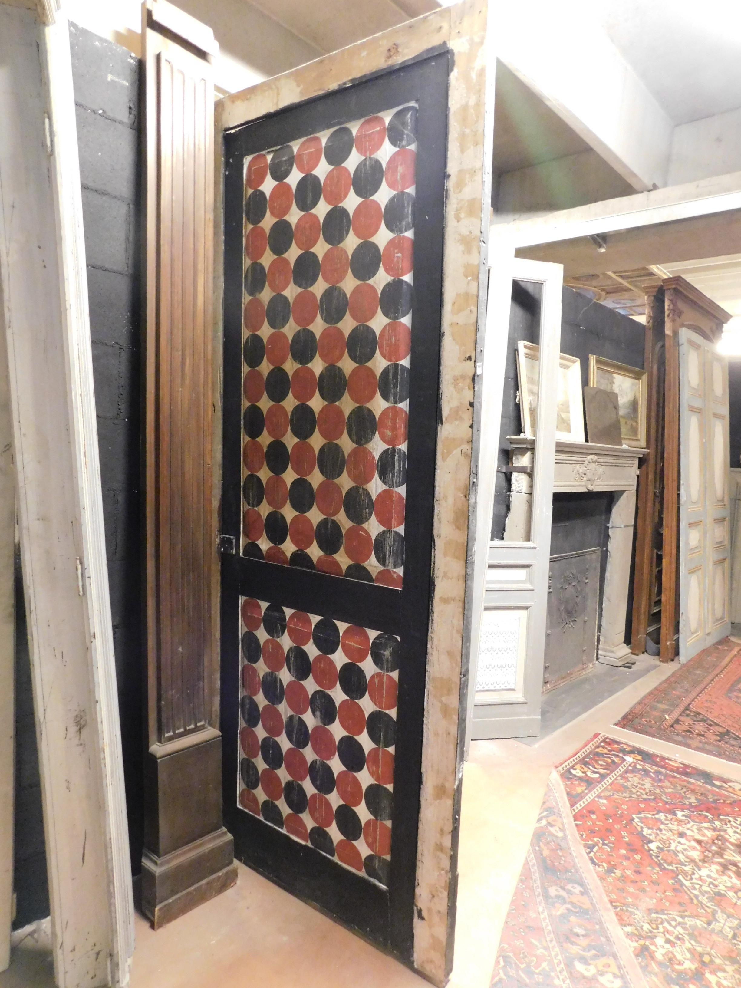 Antique Lacquered and Painted Door Complete with Frame, 20th Century, Italy In Good Condition In Cuneo, Italy (CN)
