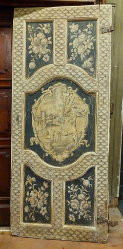 Antique Lacquered and Painted Door, from the 18th Century Florence Italy