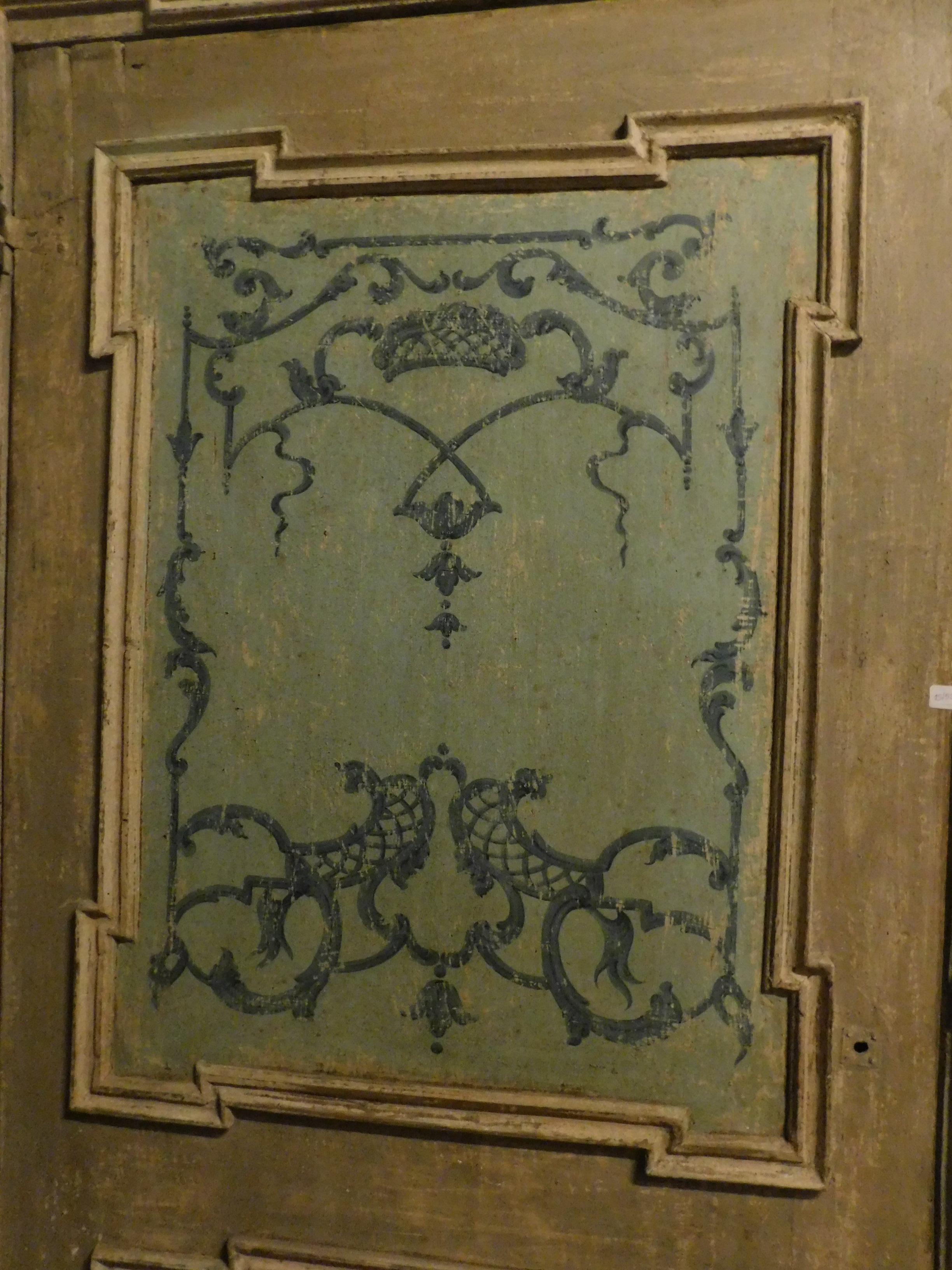 italien Porte ancienne laquée et peinte, avec cadre original du 18ème siècle, Italie en vente