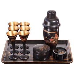 Antikes lackiertes Art-Deco-Cocktail-Set im Art déco-Stil