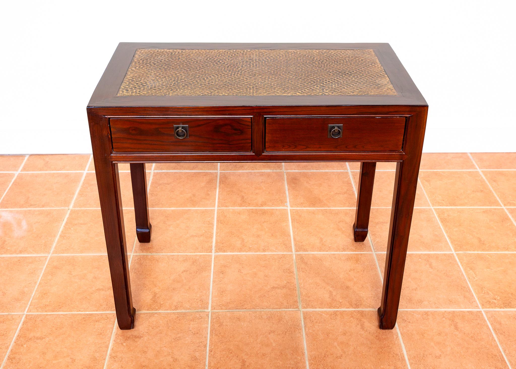 Antique Lacquered Chinese Console Table Side Desk Inlaid Jumu Elm Early 20th C For Sale 5