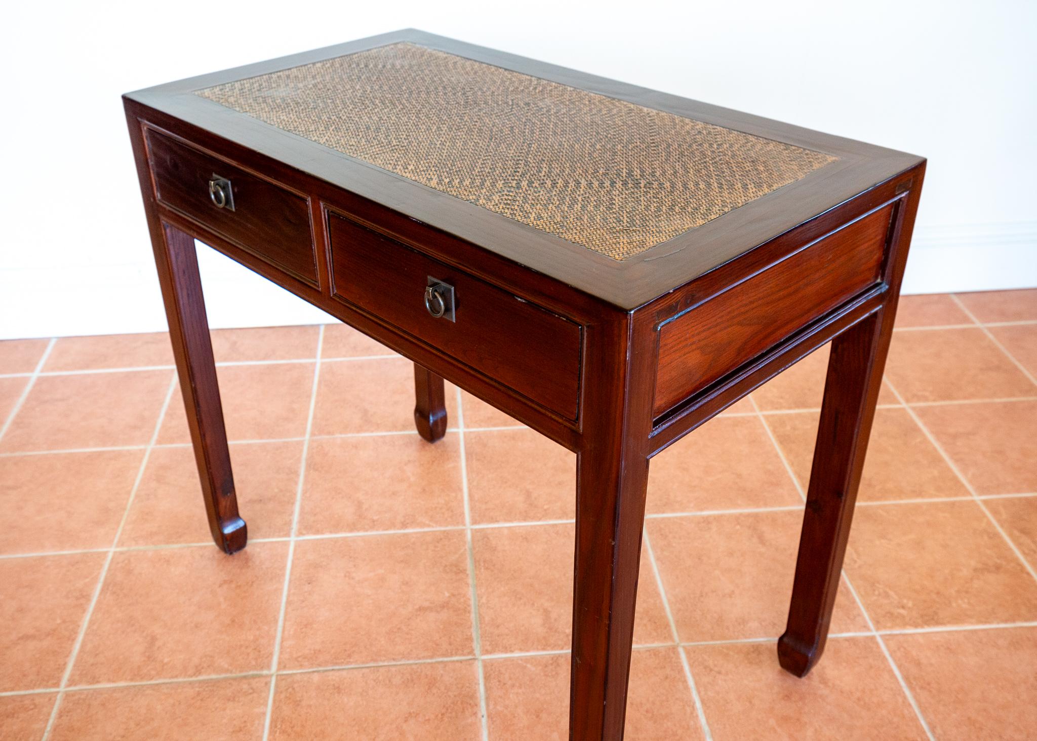 Antique Lacquered Chinese Console Table Side Desk Inlaid Jumu Elm Early 20th C For Sale 6