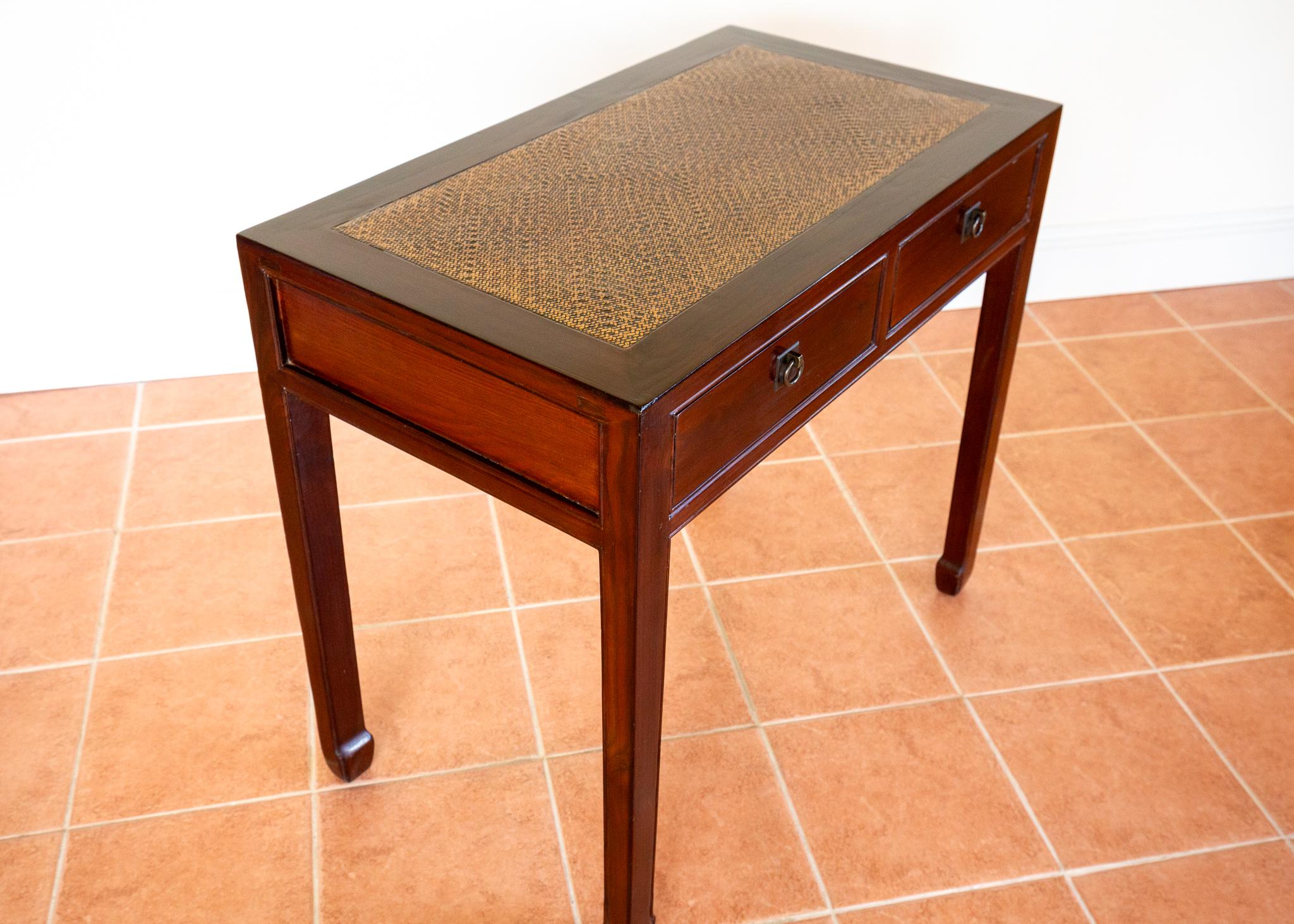 Antique Lacquered Chinese Console Table Side Desk Inlaid Jumu Elm Early 20th C For Sale 7