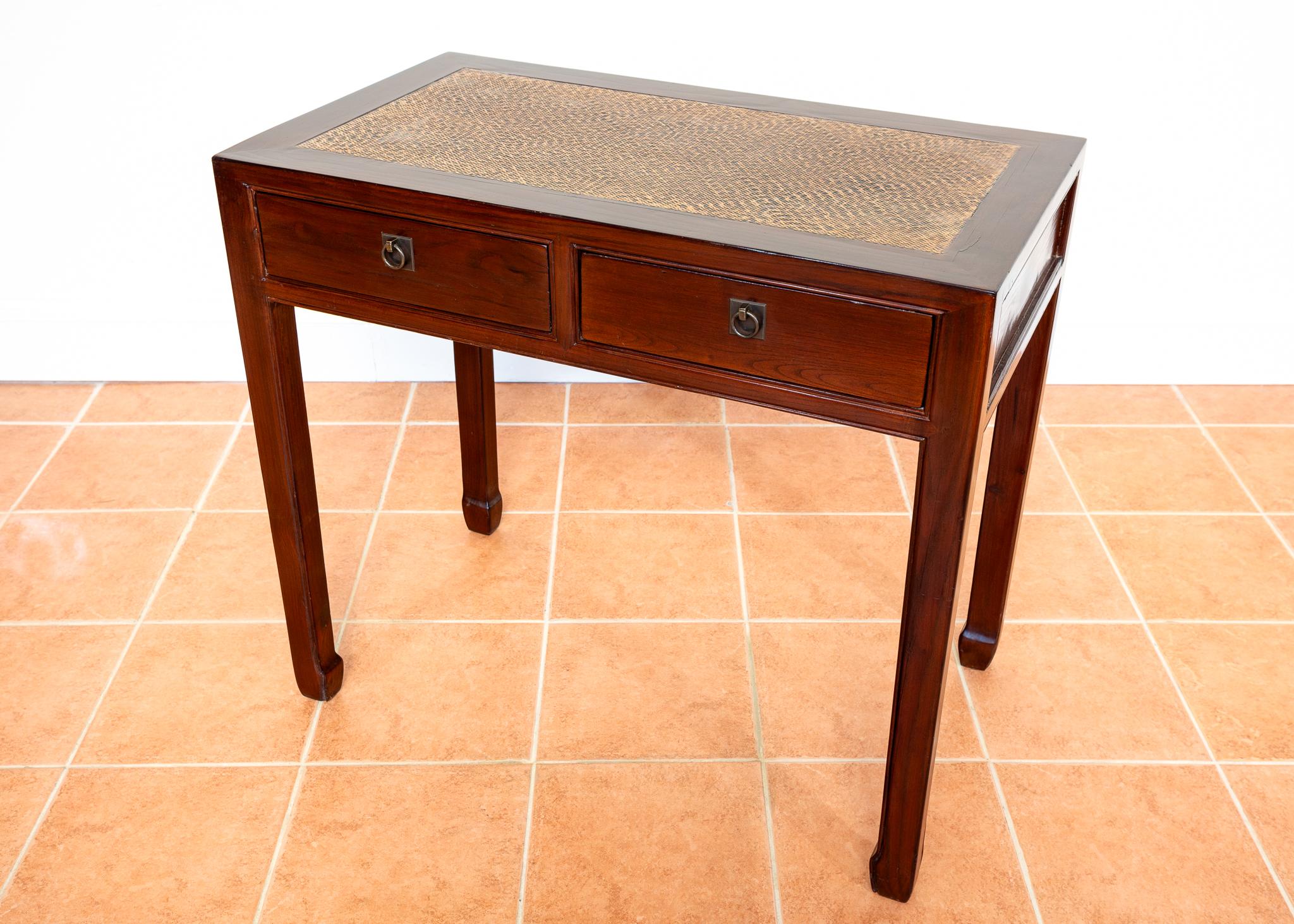 Antique Lacquered Chinese Console Table Side Desk Inlaid Jumu Elm Early 20th C For Sale 8