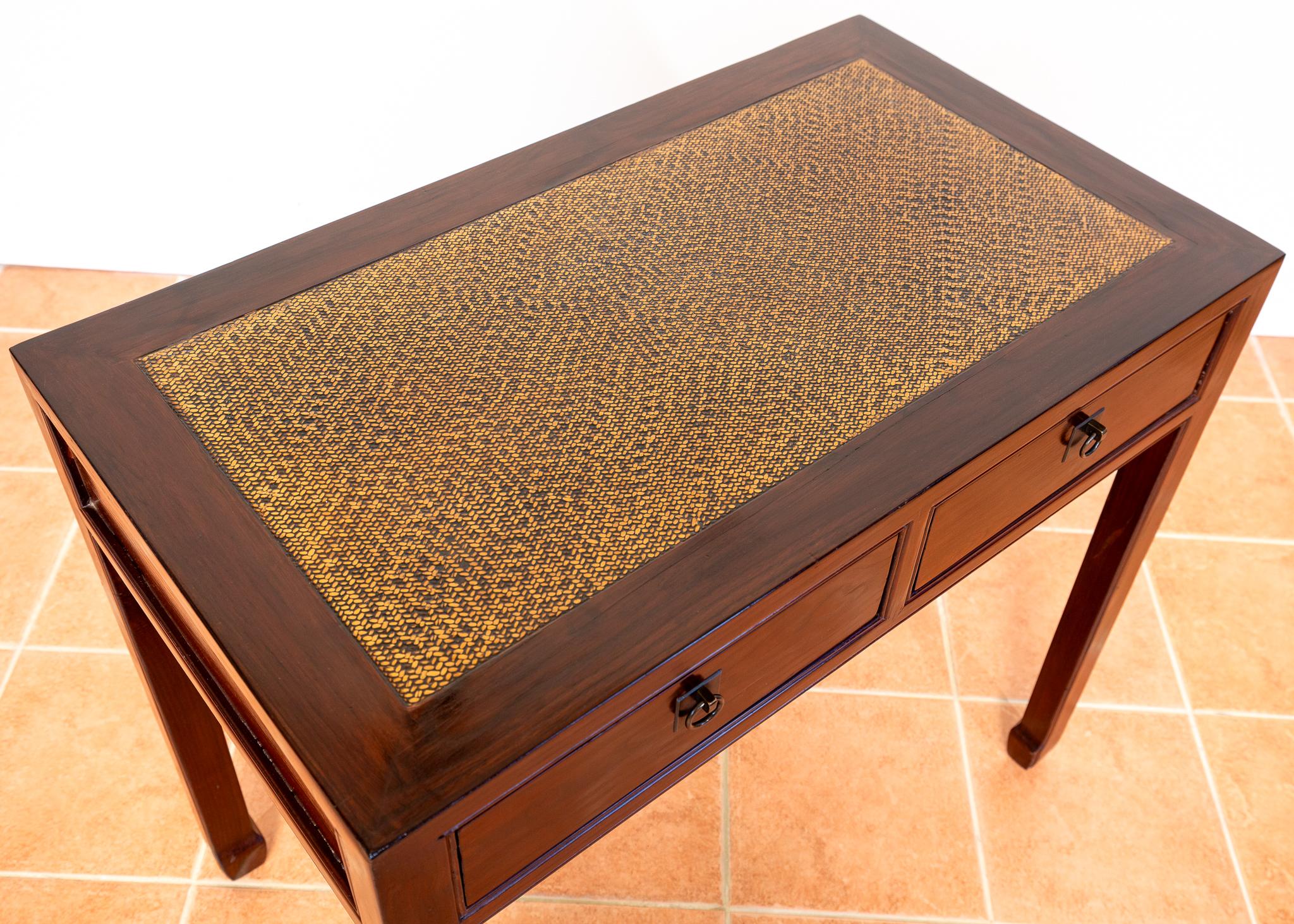 Antique Lacquered Chinese Console Table Side Desk Inlaid Jumu Elm Early 20th C For Sale 9