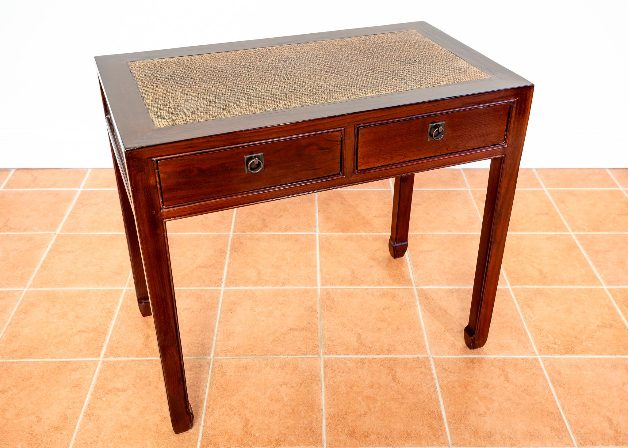 Antique Lacquered Chinese Console Table Side Desk Inlaid Jumu Elm Early 20th C For Sale 10