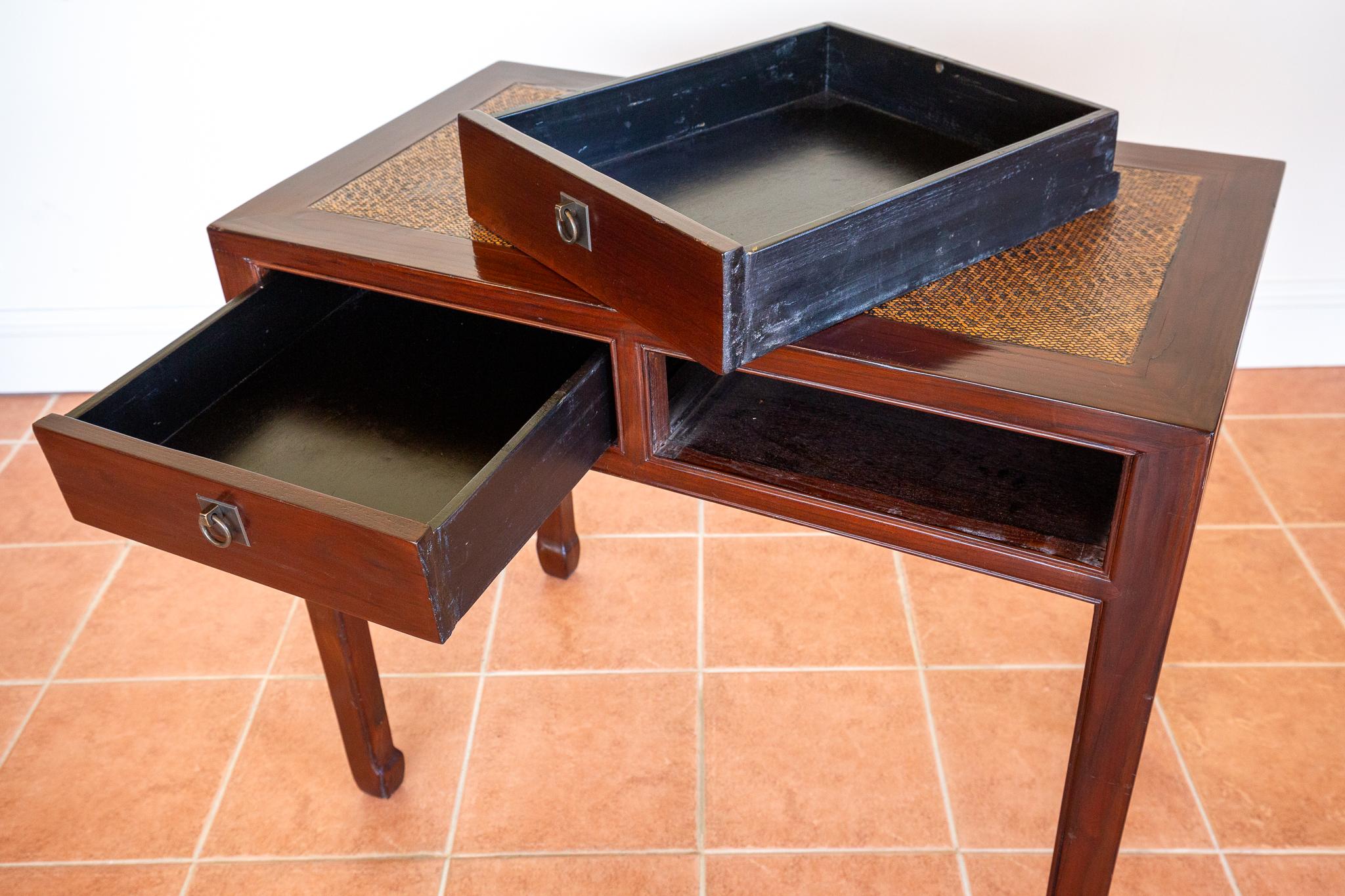 Antique Lacquered Chinese Console Table Side Desk Inlaid Jumu Elm Early 20th C For Sale 11
