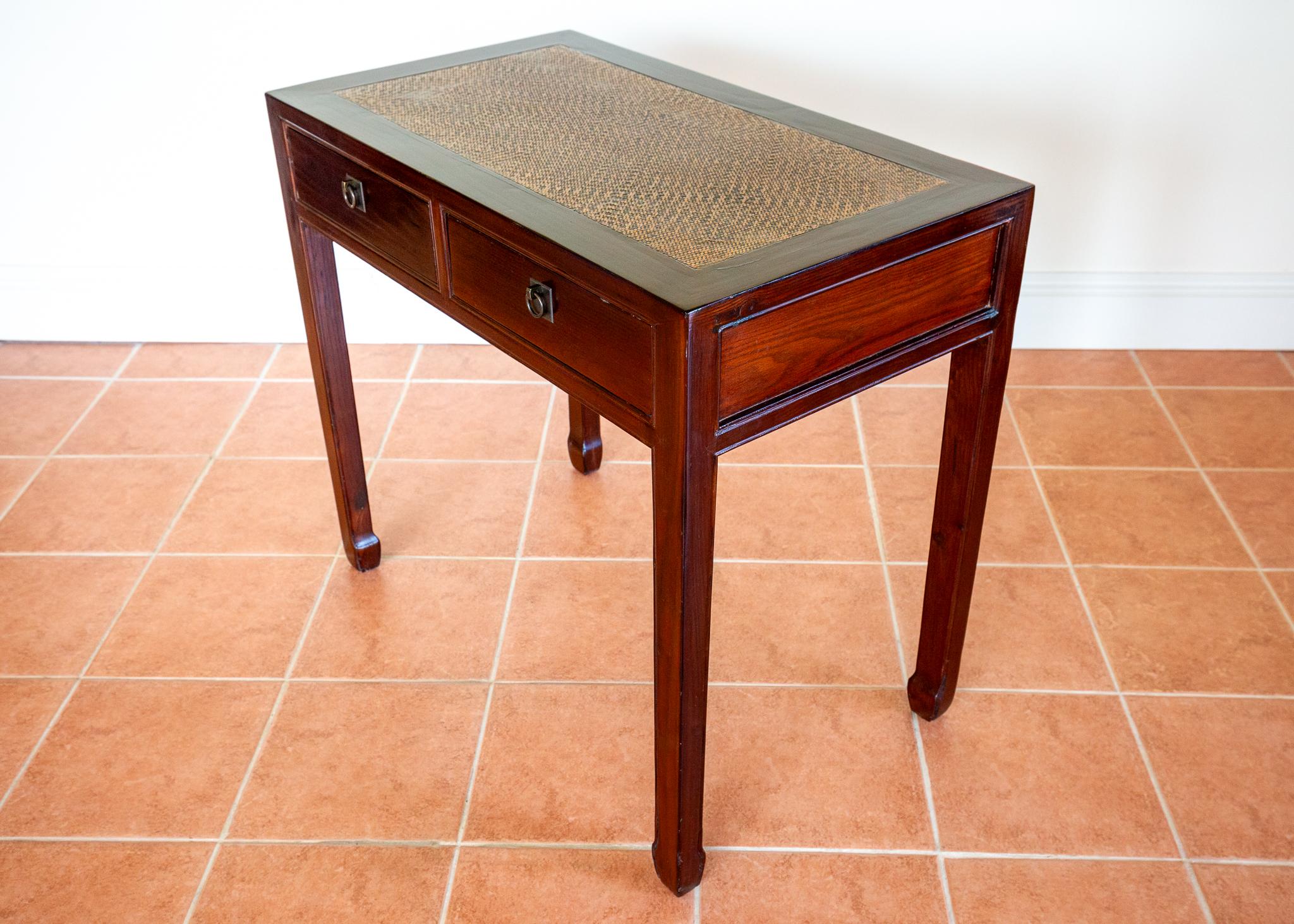 Ming Antique Lacquered Chinese Console Table Side Desk Inlaid Jumu Elm Early 20th C For Sale
