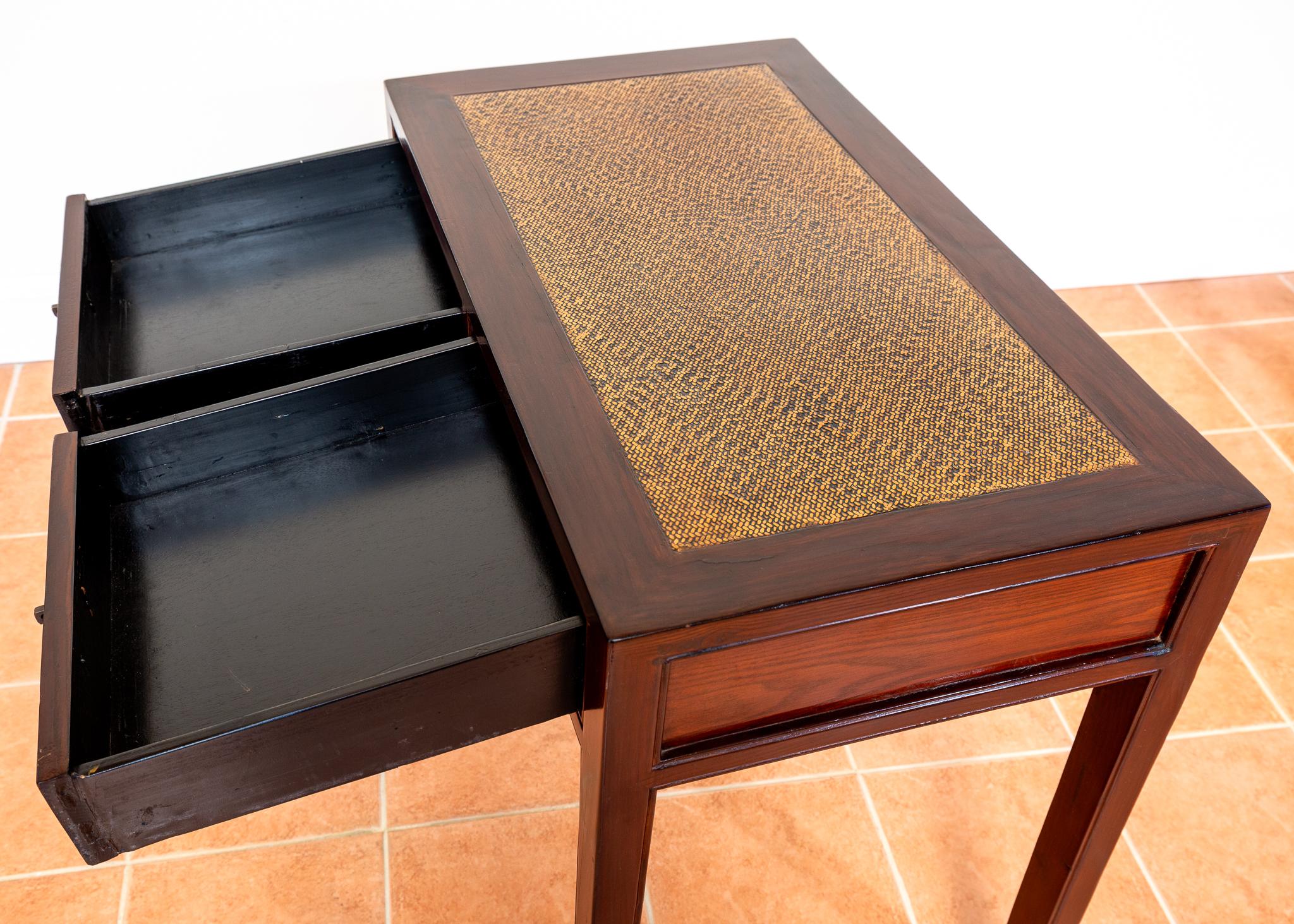18th Century and Earlier Antique Lacquered Chinese Console Table Side Desk Inlaid Jumu Elm Early 20th C For Sale