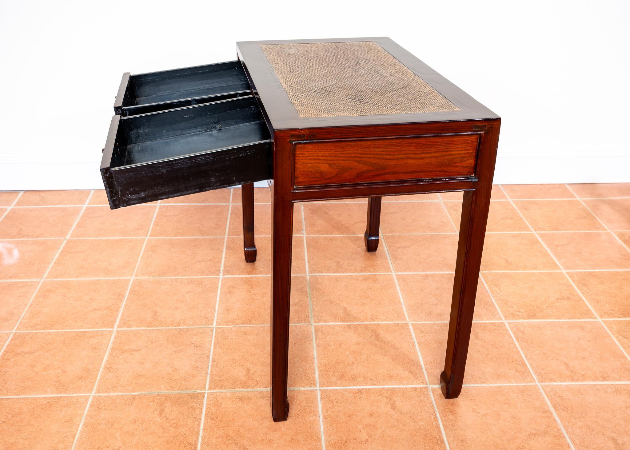 Antique Lacquered Chinese Console Table Side Desk Inlaid Jumu Elm Early 20th C For Sale 2