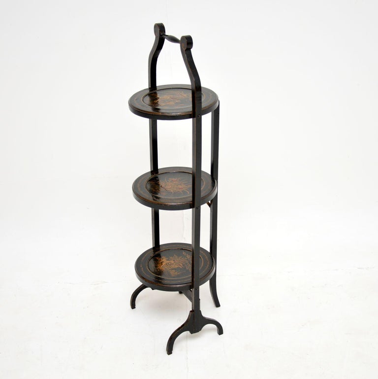Antique Lacquered Chinoiserie Cake Stand For Sale at 1stDibs