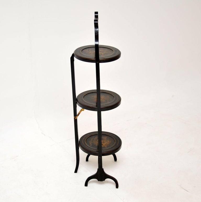 Antique Lacquered Chinoiserie Cake Stand For Sale at 1stDibs