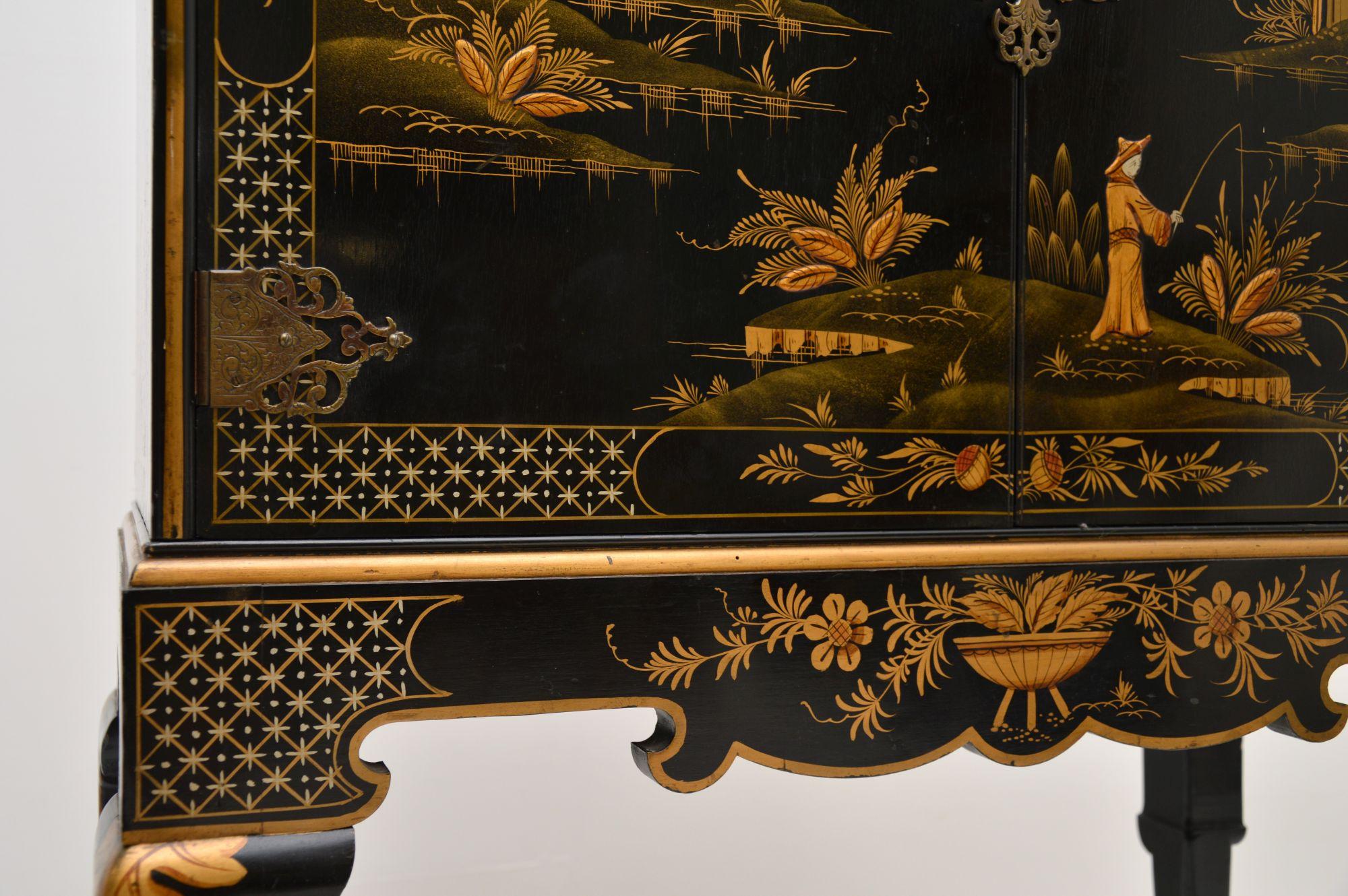 Antique Lacquered Chinoiserie Cocktail Drinks Cabinet 6