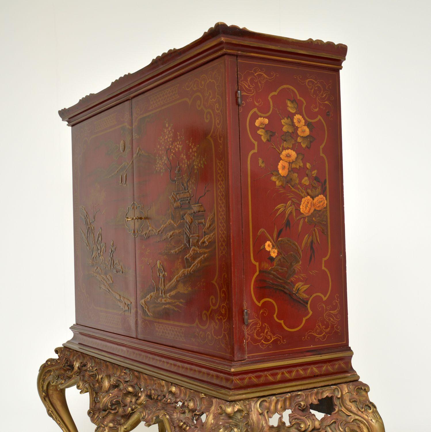 Antique Lacquered Chinoiserie Cocktail Drinks Cabinet 8