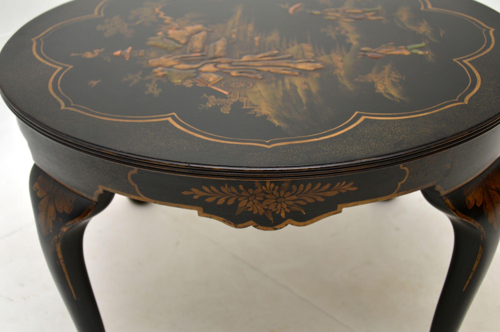 Antique Lacquered Chinoiserie Coffee Table For Sale 4