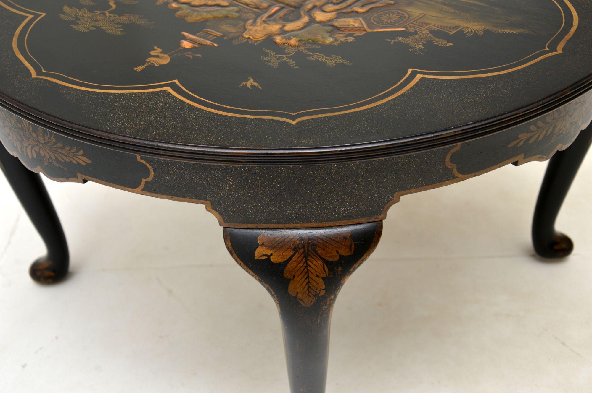 Antique Lacquered Chinoiserie Coffee Table For Sale 3