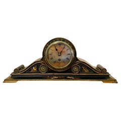 Antique Lacquered Chinoiserie Decorated Mantel Clock