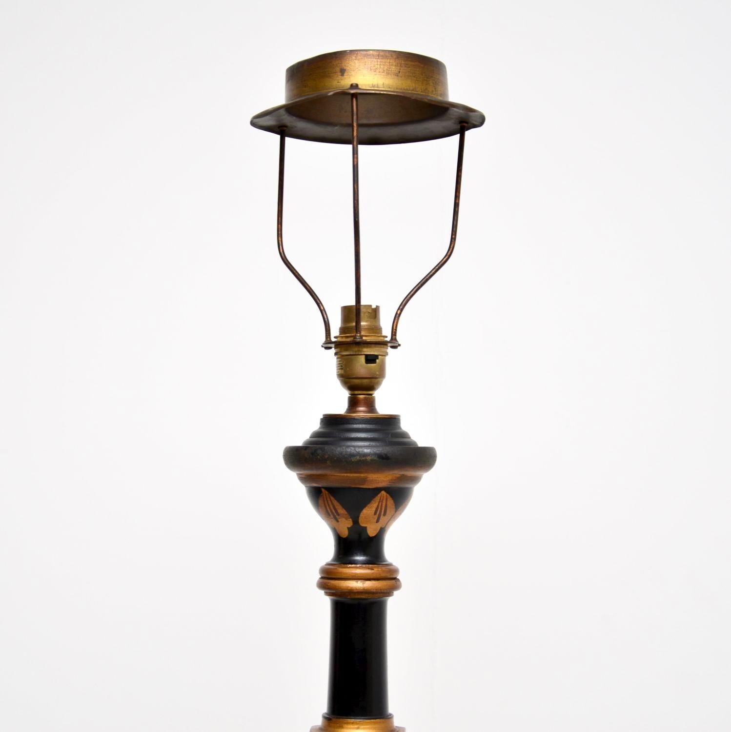 Wood Antique Lacquered Chinoiserie Floor Lamp For Sale
