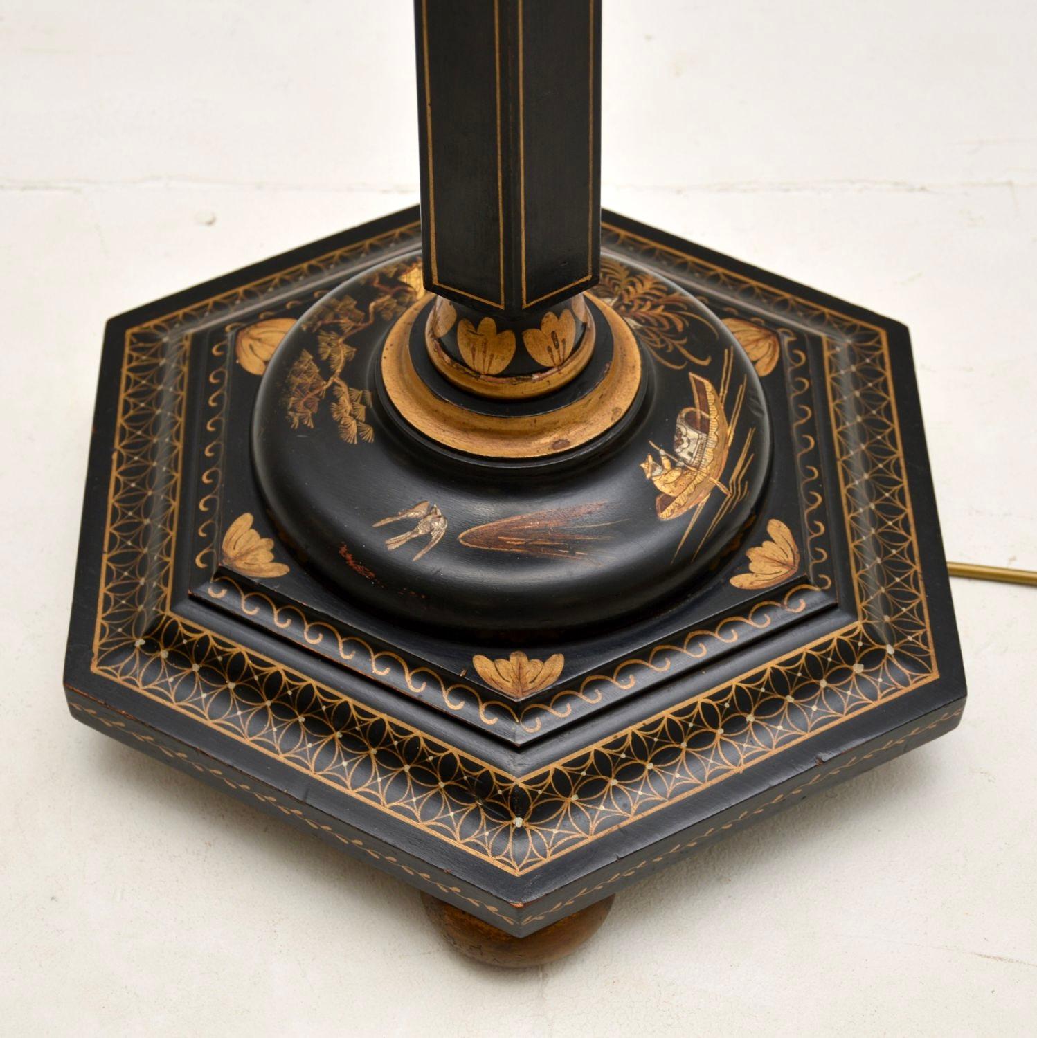 Antique Lacquered Chinoiserie Floor Lamp For Sale 2