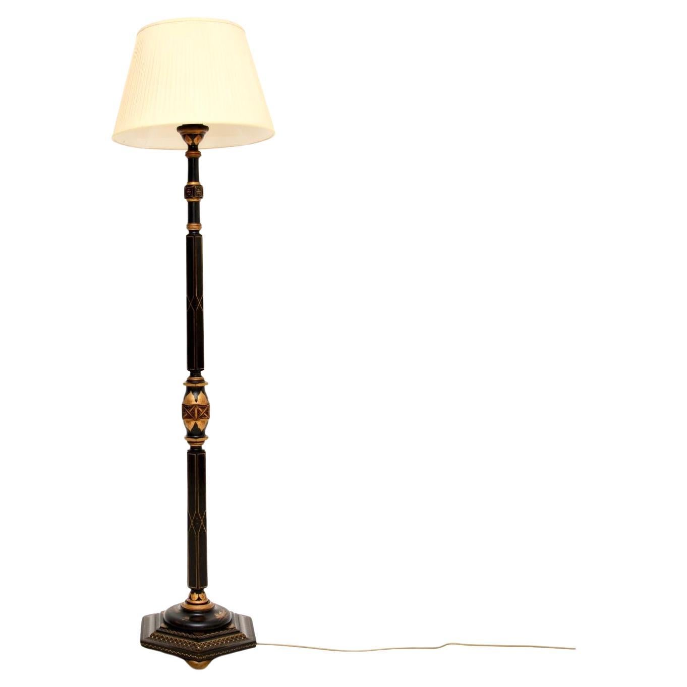 Antique Lacquered Chinoiserie Floor Lamp For Sale