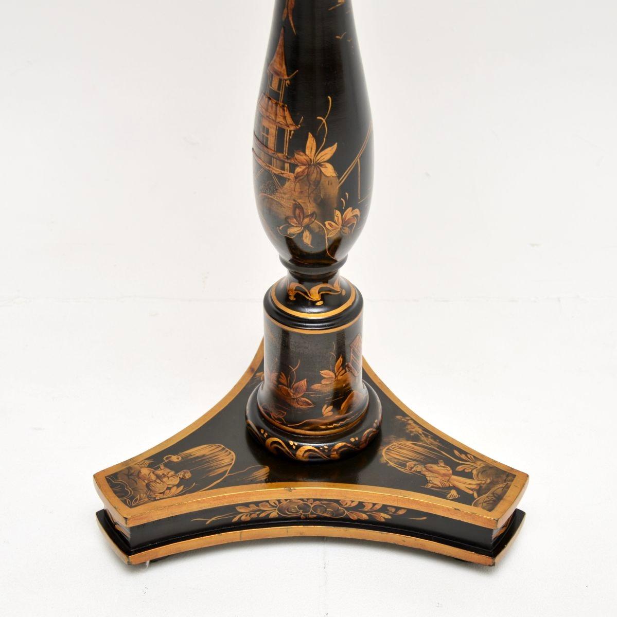 Antique Lacquered Chinoiserie Floor Lamp Table For Sale 3